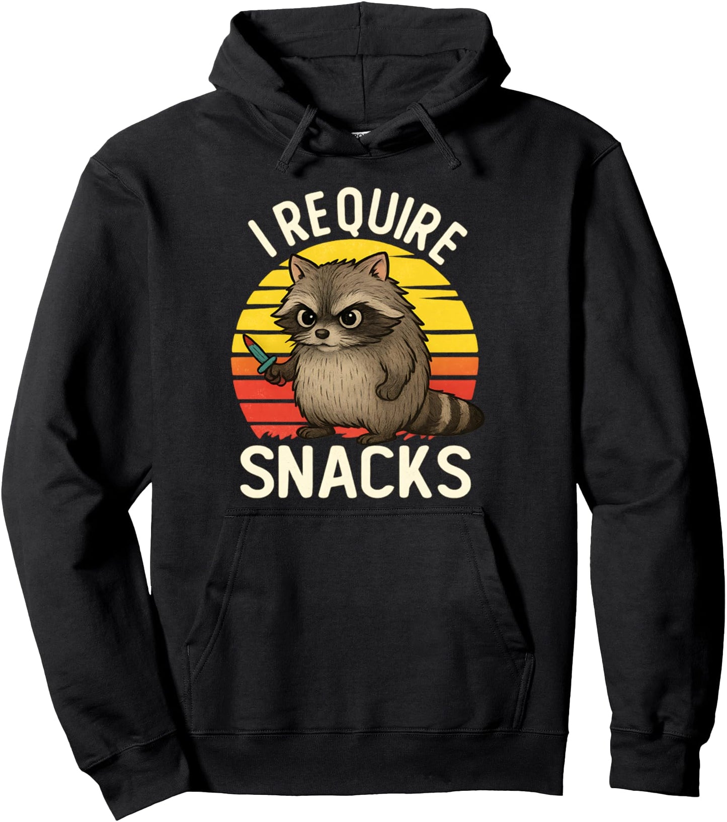 I Require Snacks Raccoon Funny Men Women Graphic Tee Pullover Hoodie