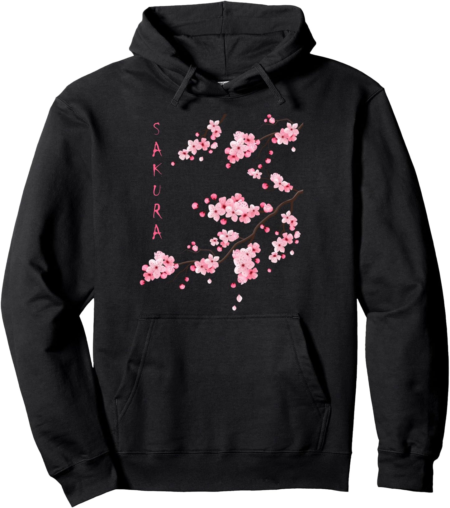 Vintage Sakura Cherry Blossom Japanese Graphical Art Pullover Hoodie
