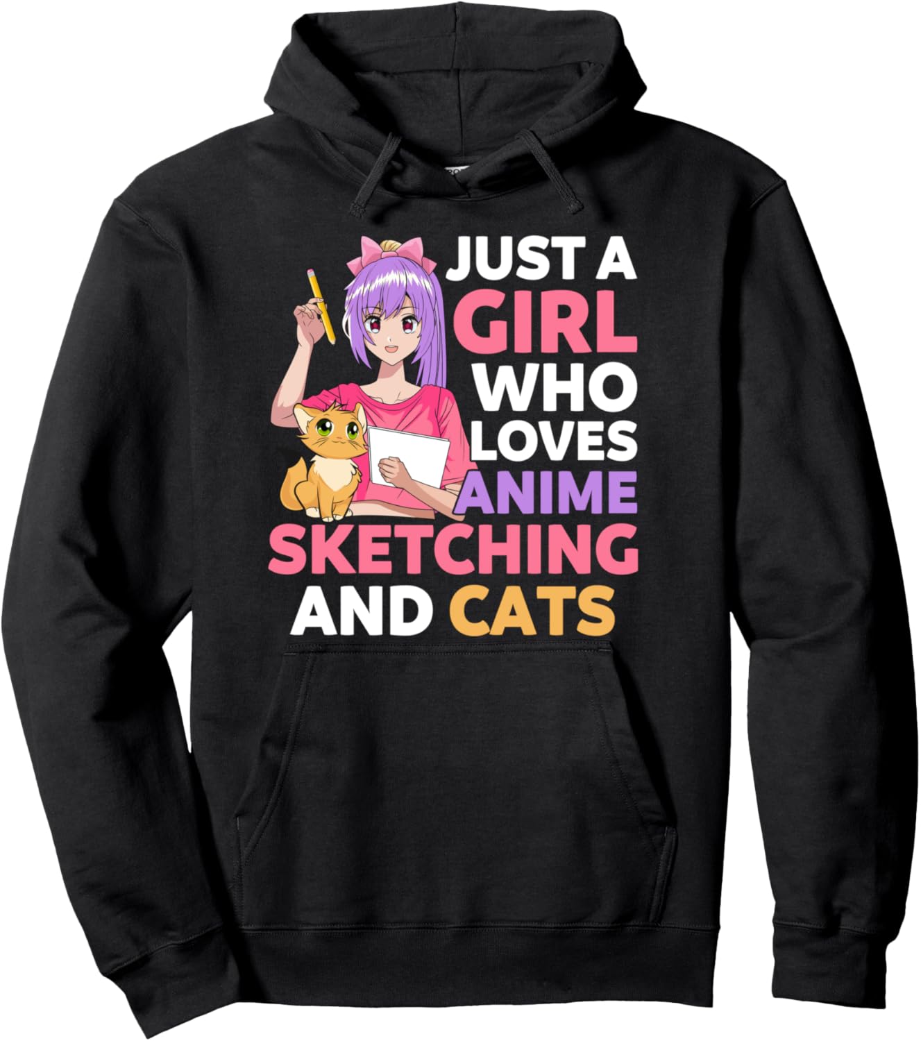Just A Girl Who Loves Anime Sketching And Cats Otaku Anime Pullover Hoodie