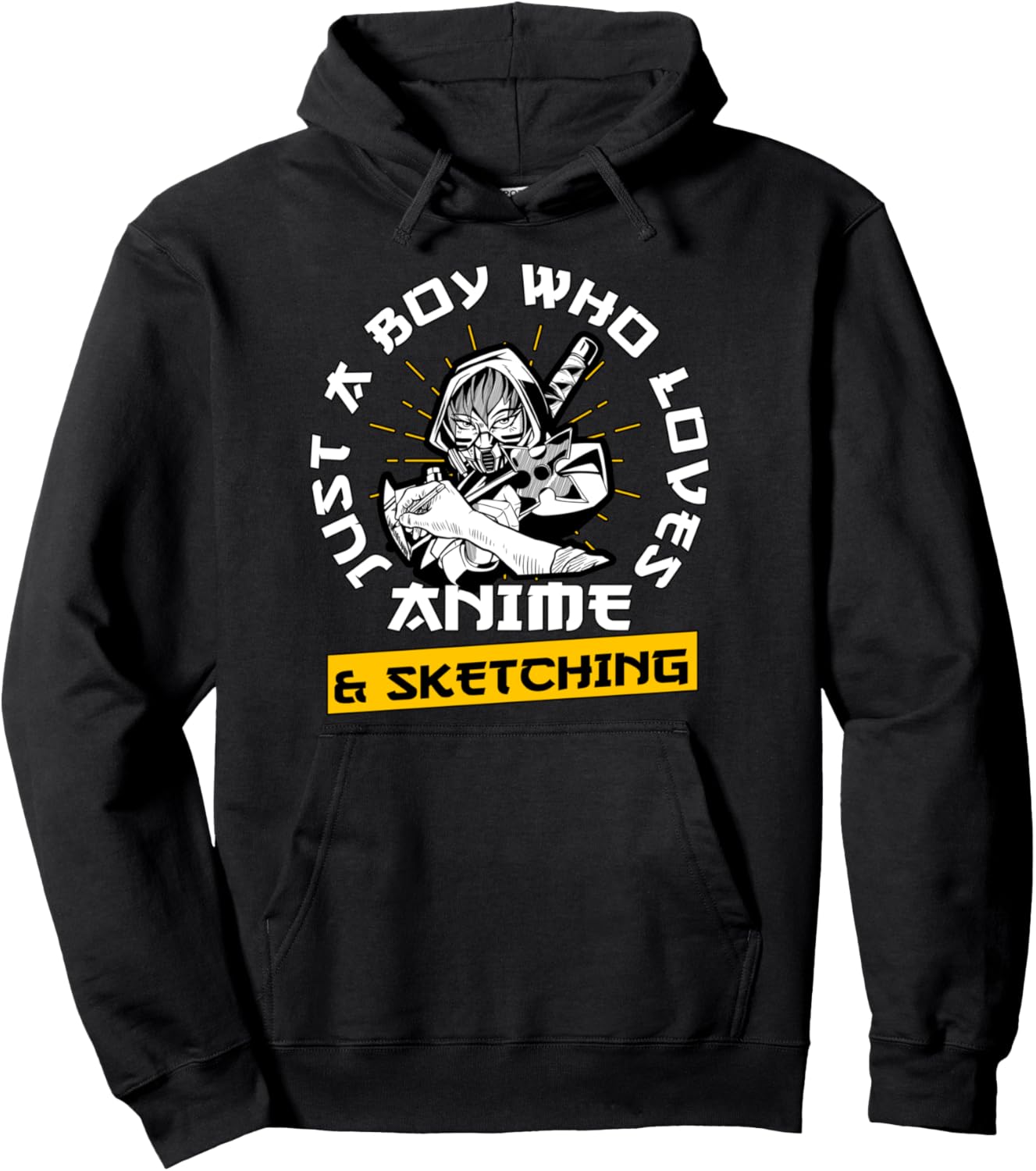 Anime Otaku Gift Just A Boy Who Loves Anime And Sketching Pullover Hoodie