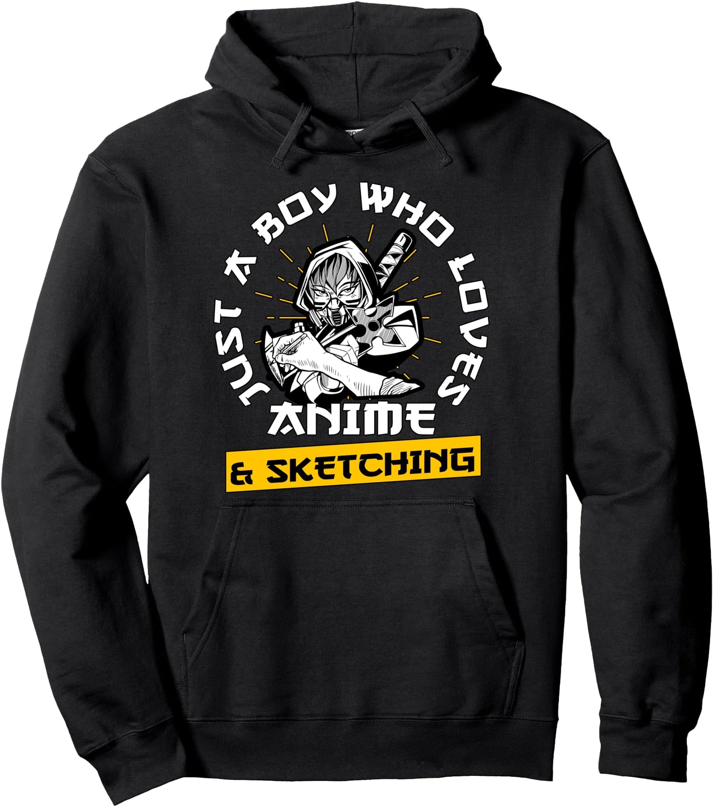 Anime Otaku Gift Just A Boy Who Loves Anime And Sketching Pullover Hoodie