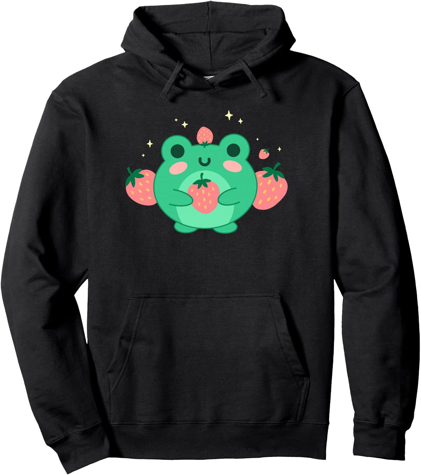 Kawaii Strawberry Frog Cute Retro Japanese Aesthetic Pullover Hoodie
