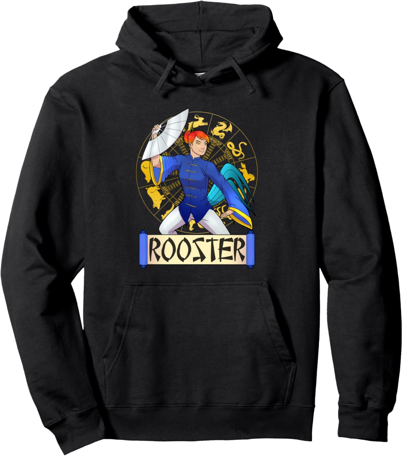 Chinese Zodiac Sign Year Of Rooster Anime Pullover Hoodie