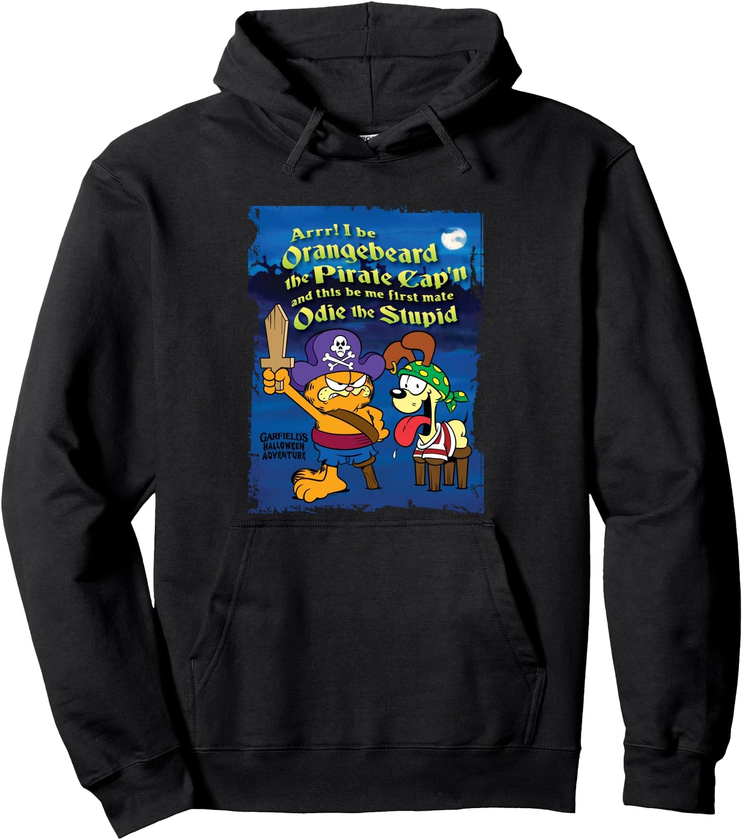 Garfield Arrr! Pirate Orangebeard and Odie Cartoon Cat Pullover Hoodie