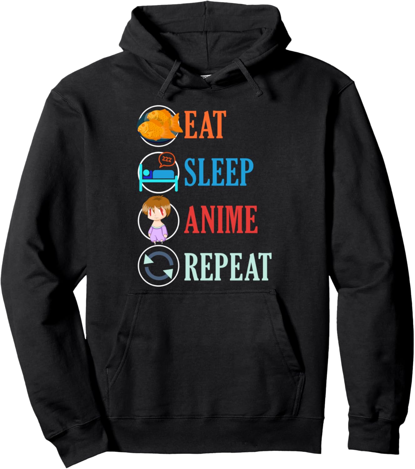 Fish Foodie Otaku Eat Sleep Anime Repeat Japan Manga Anime Pullover Hoodie