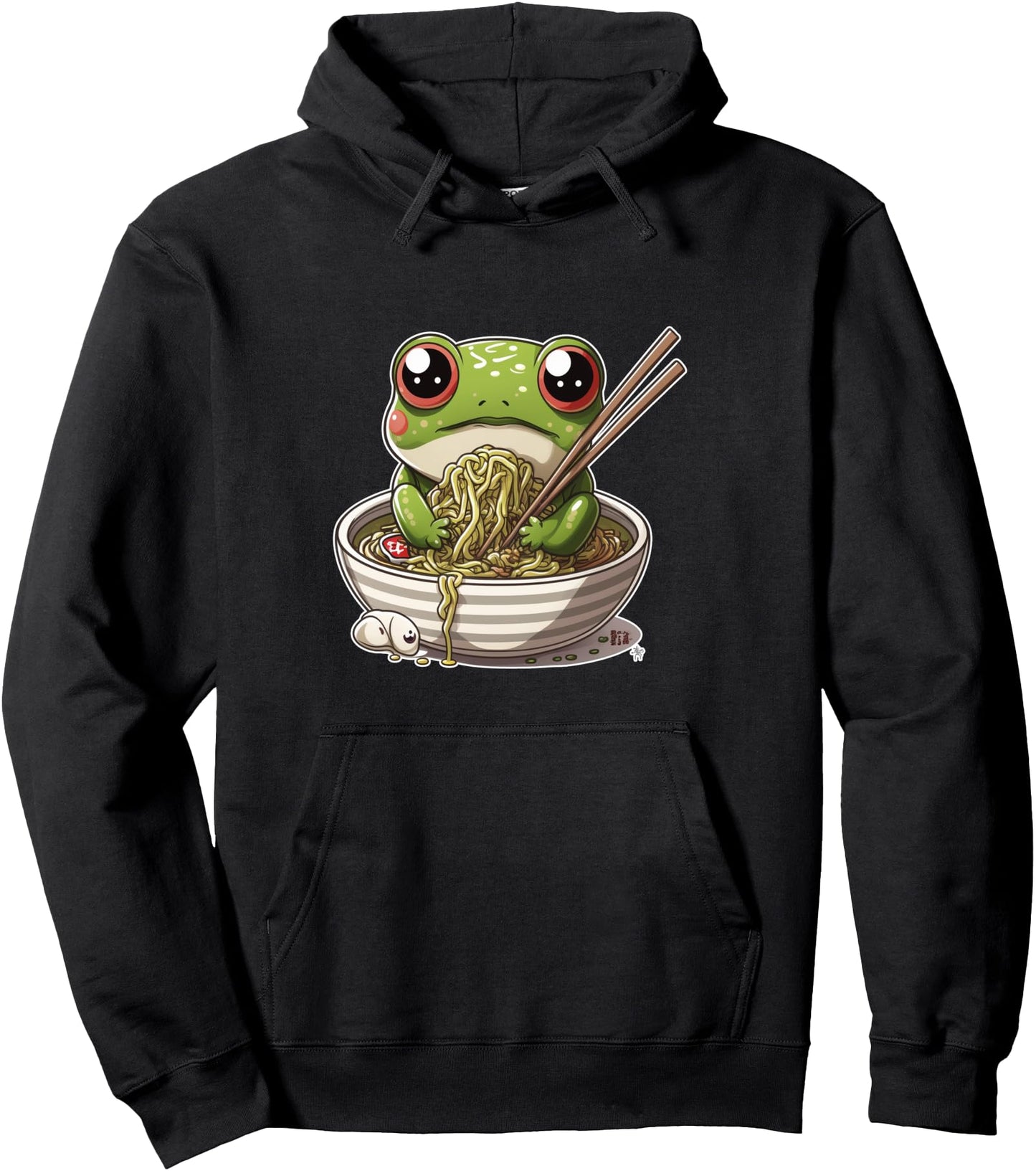 Frog Eating Ramen Noodles Kawaii aesthetic Japanese Anime Pullover Hoodie