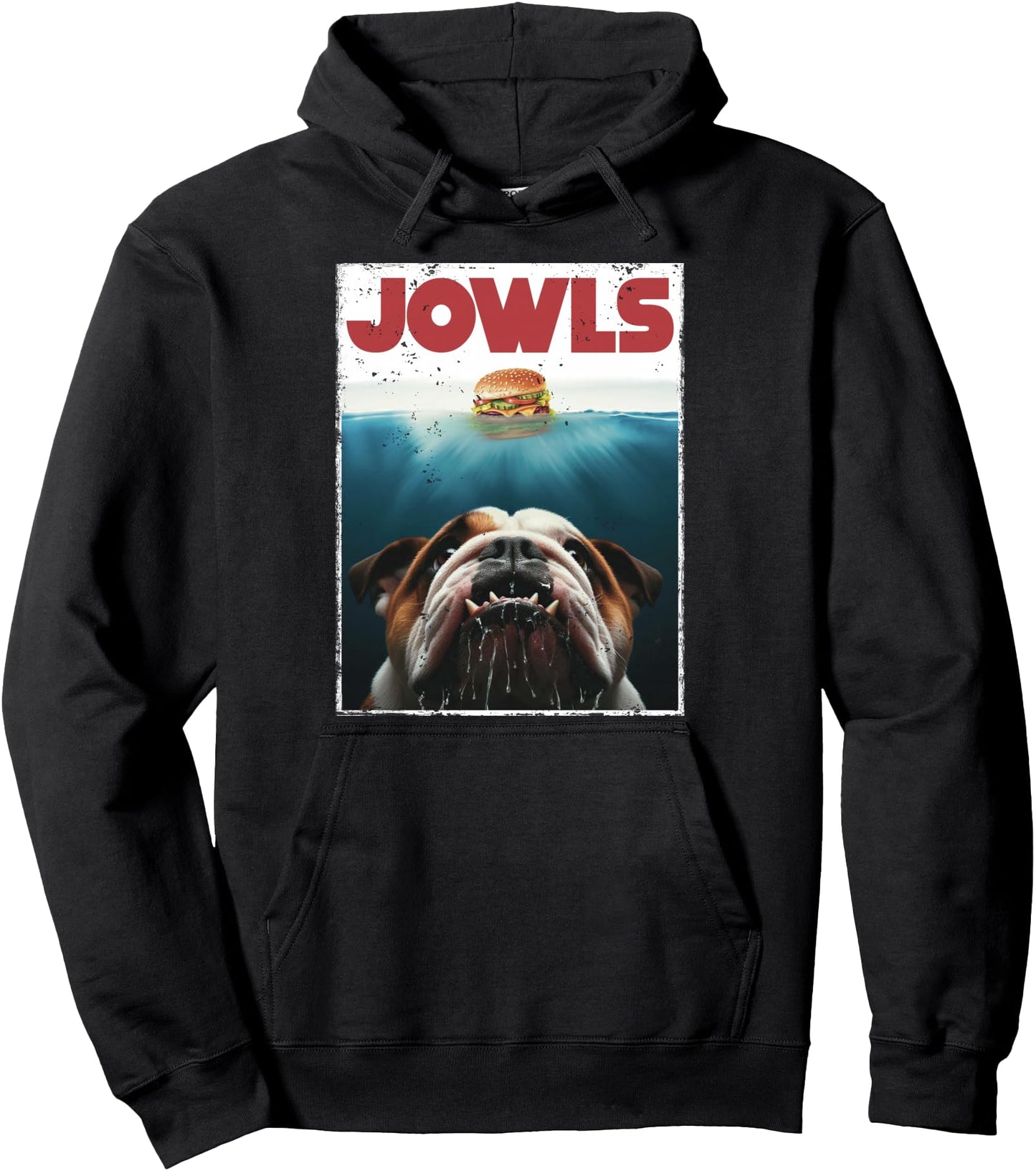 Funny English Bulldog Jowls Burger Bully, Dog Mom, Dog Dad Pullover Hoodie