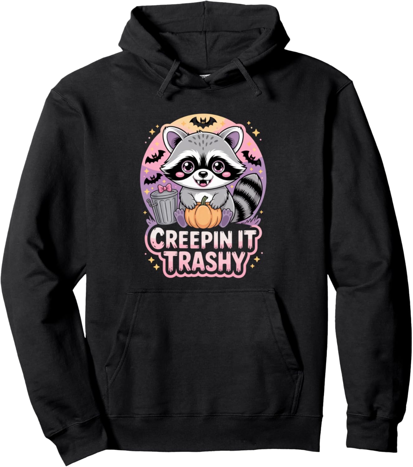 Creepin It Trashy Raccoon Halloween Costume Cute Funny Pullover Hoodie