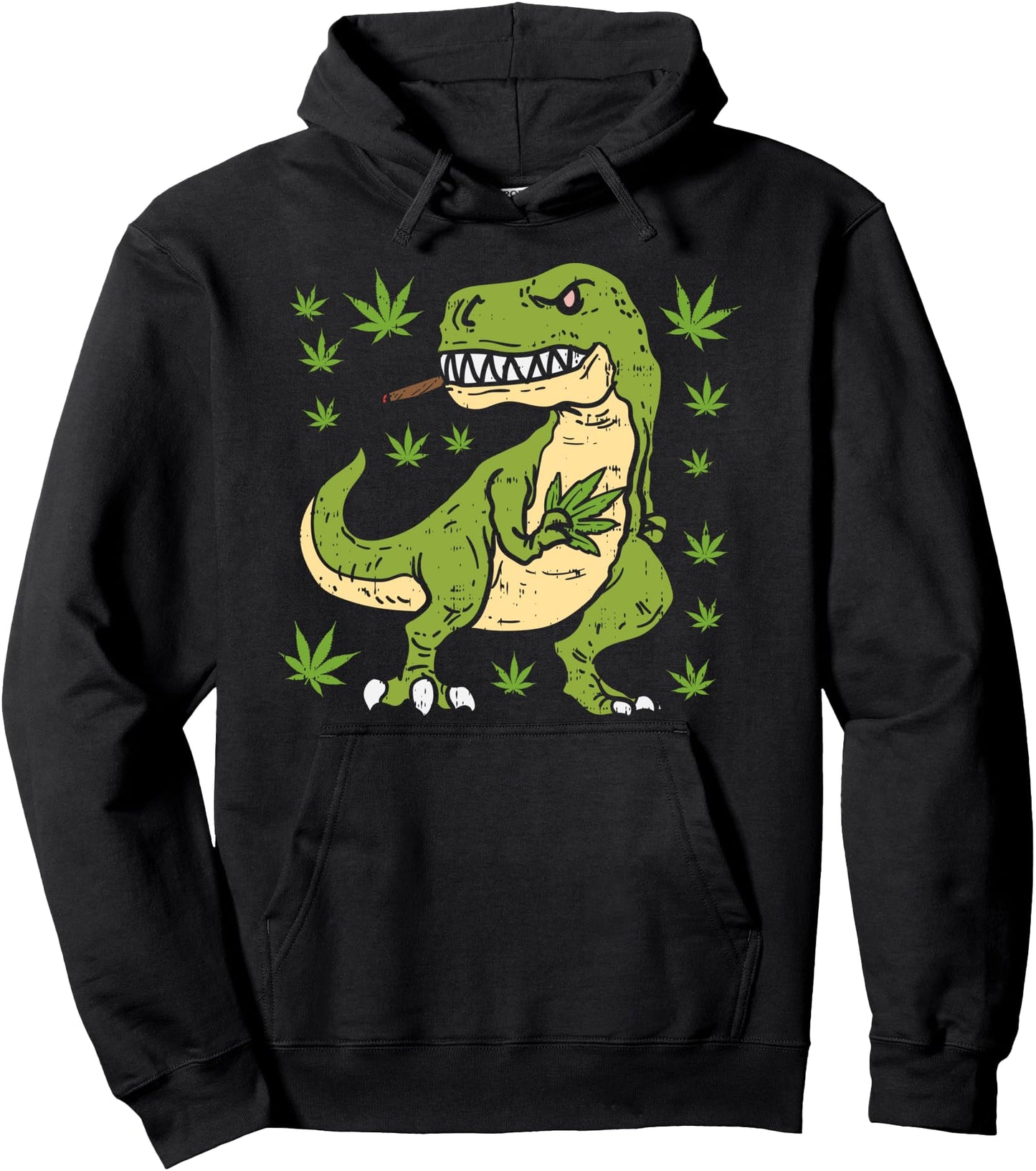 Trex Dinosaur Smoking Weed Cannabis 420 Blunt Stoner Gift Pullover Hoodie