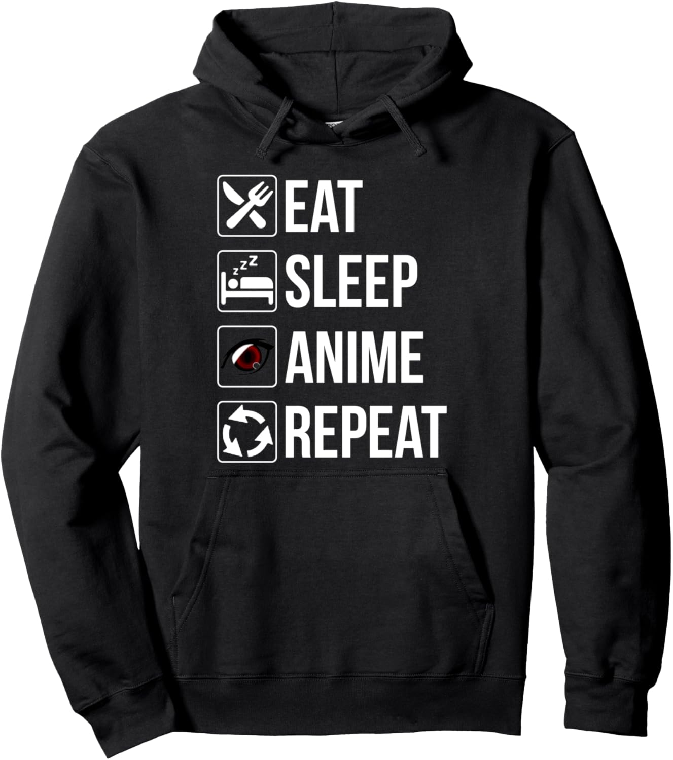 Funny Eat Sleep Anime Repeat Pullover Hoodie Anime Lovers