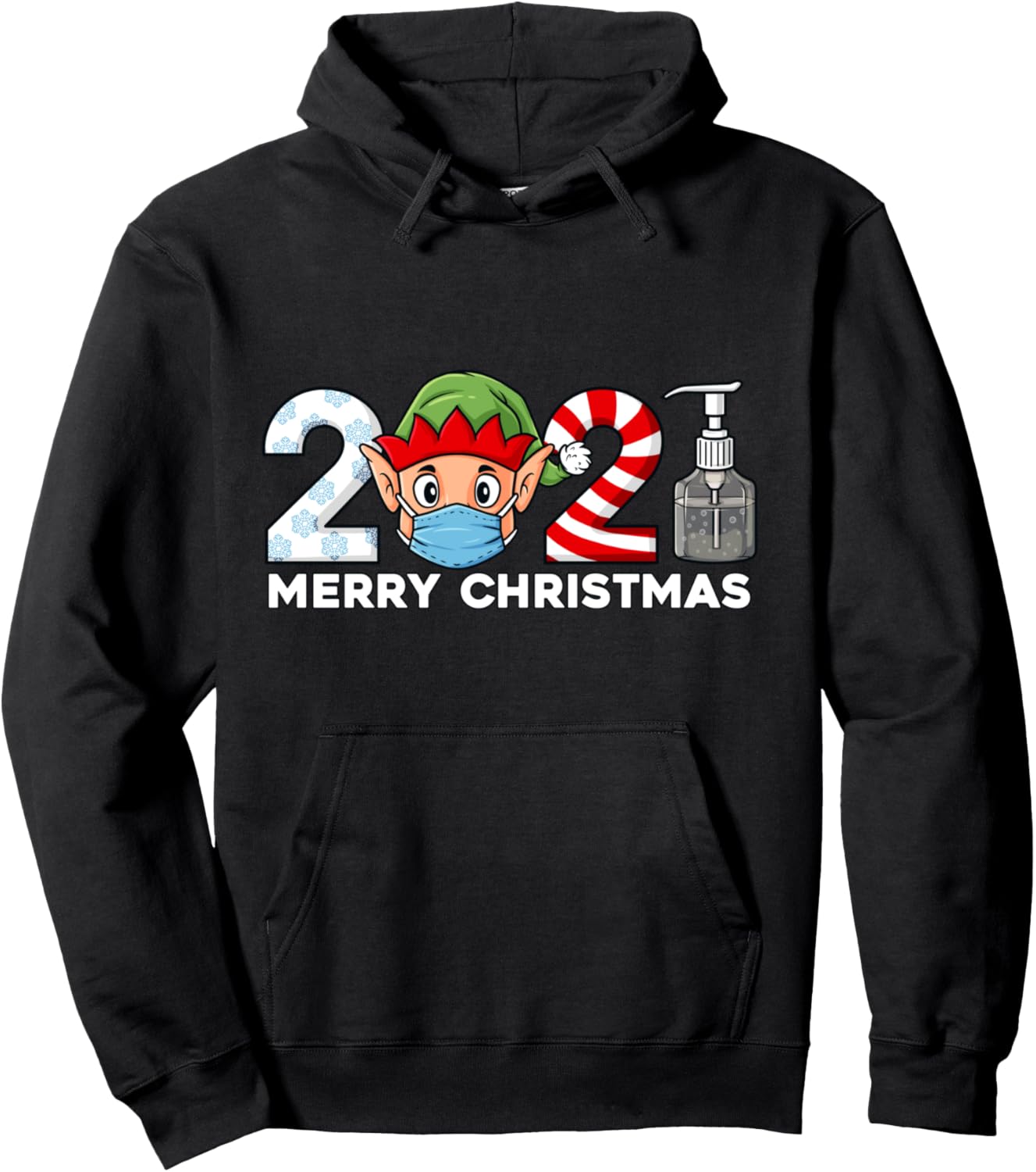 2021 Merry Christmas Elf Funny Family Boys Kids Xmas Pullover Hoodie