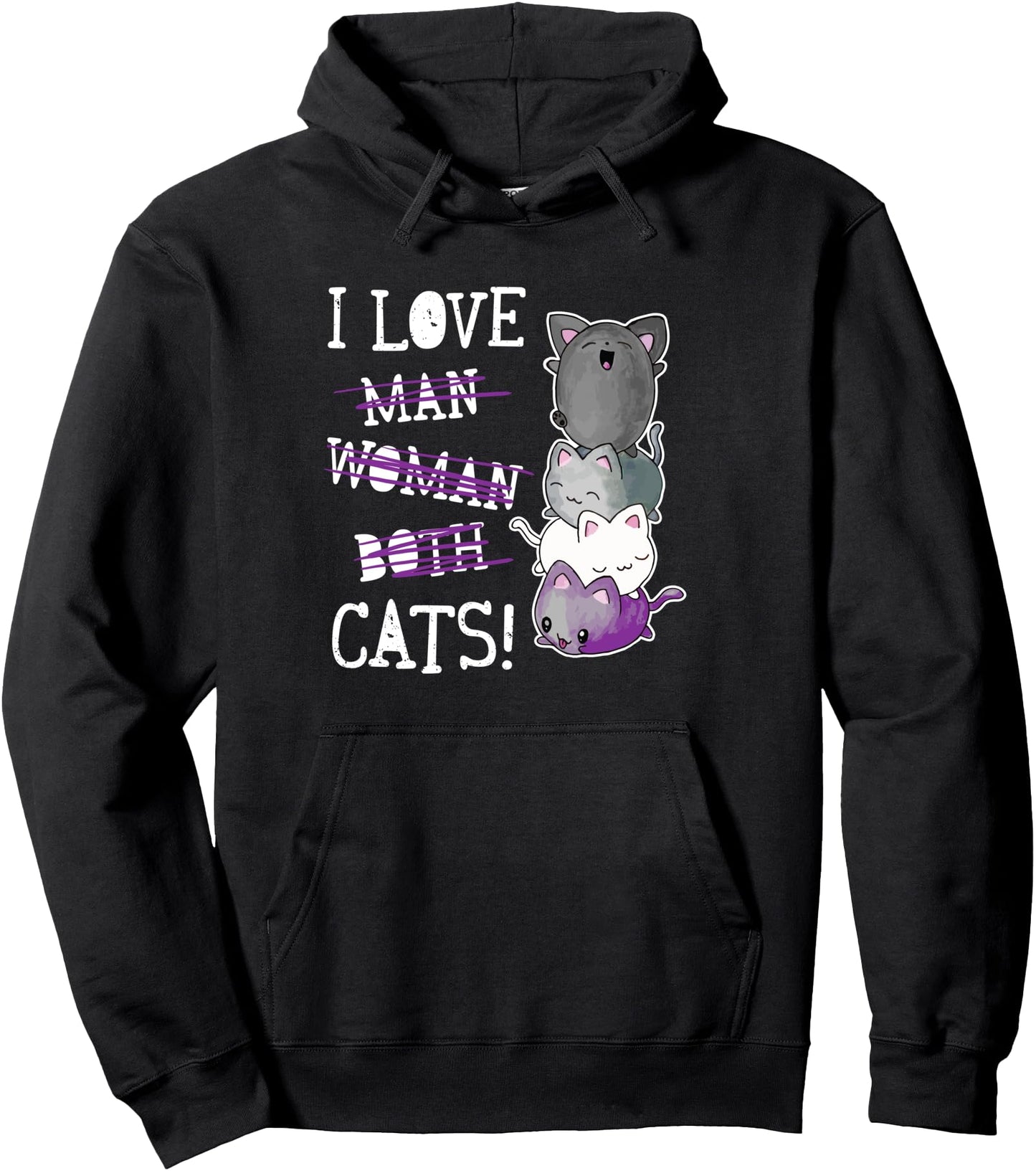 Asexual Pride Flag Kawaii Kittens Cat Anime Hoodie