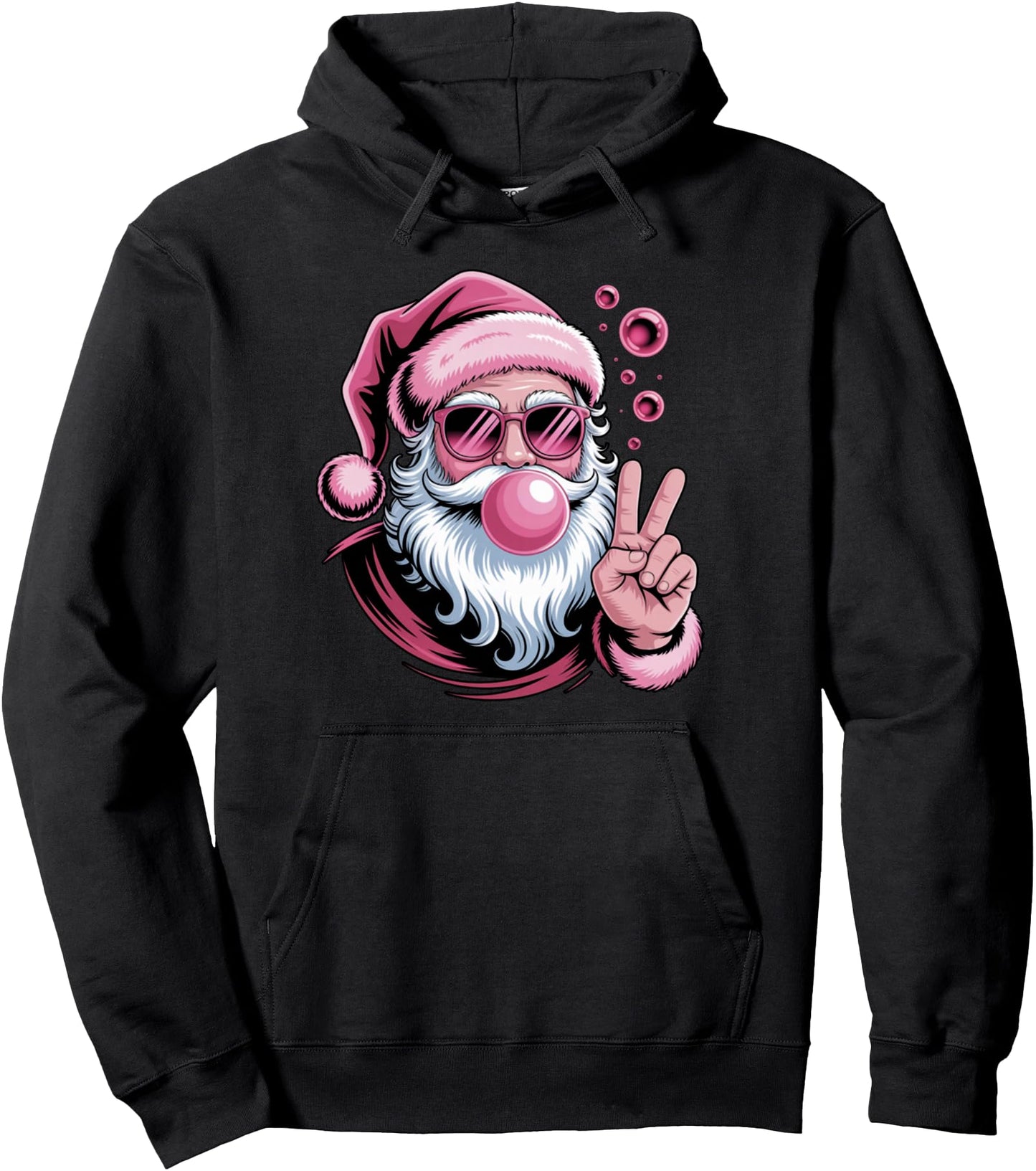 Santa Claus Blowing Bubble Gum Pink Sunglasses Christmas Pullover Hoodie
