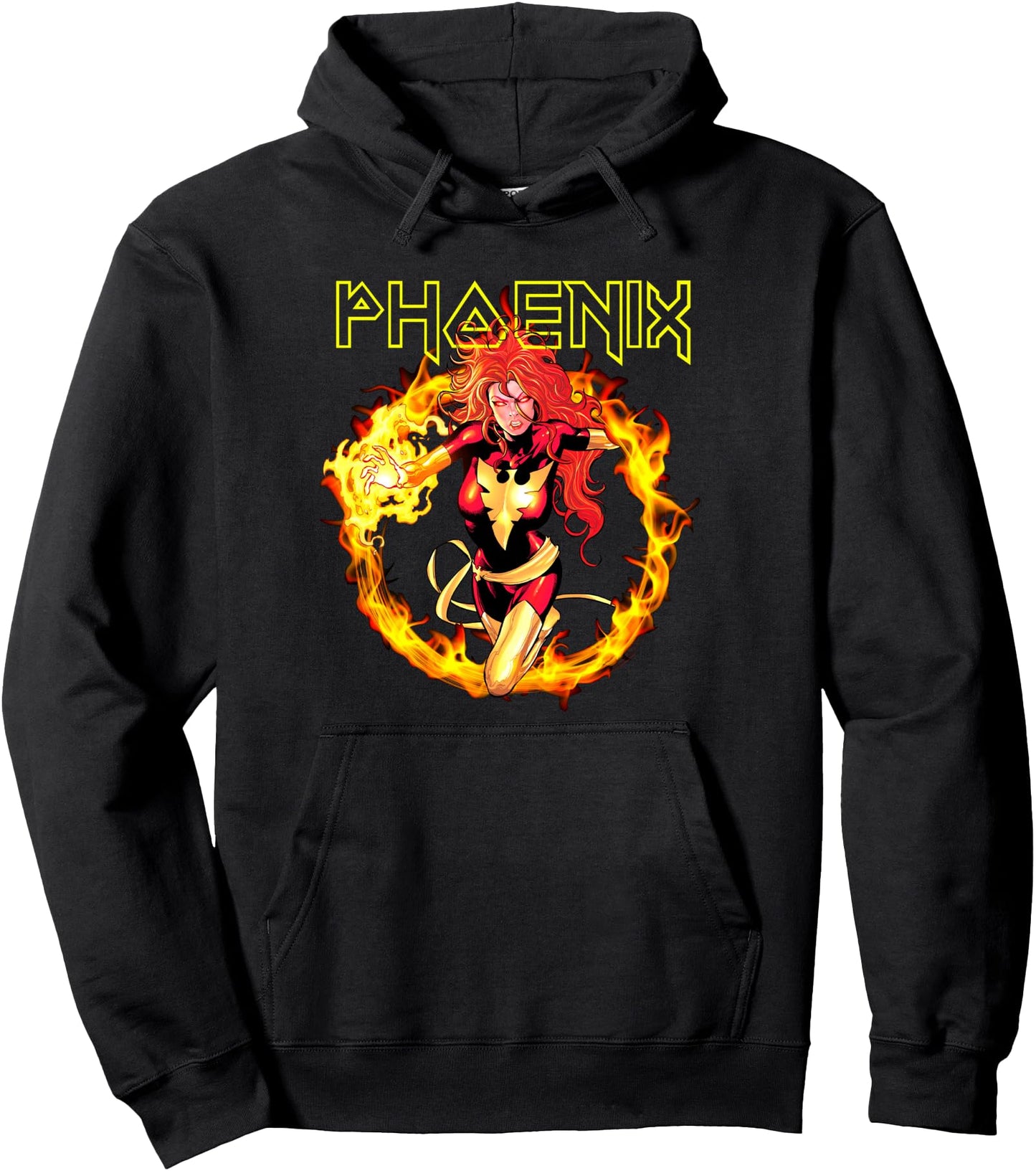 Marvel X-Men Dark Phoenix Fiery Jean Grey Retro Logo Pullover Hoodie