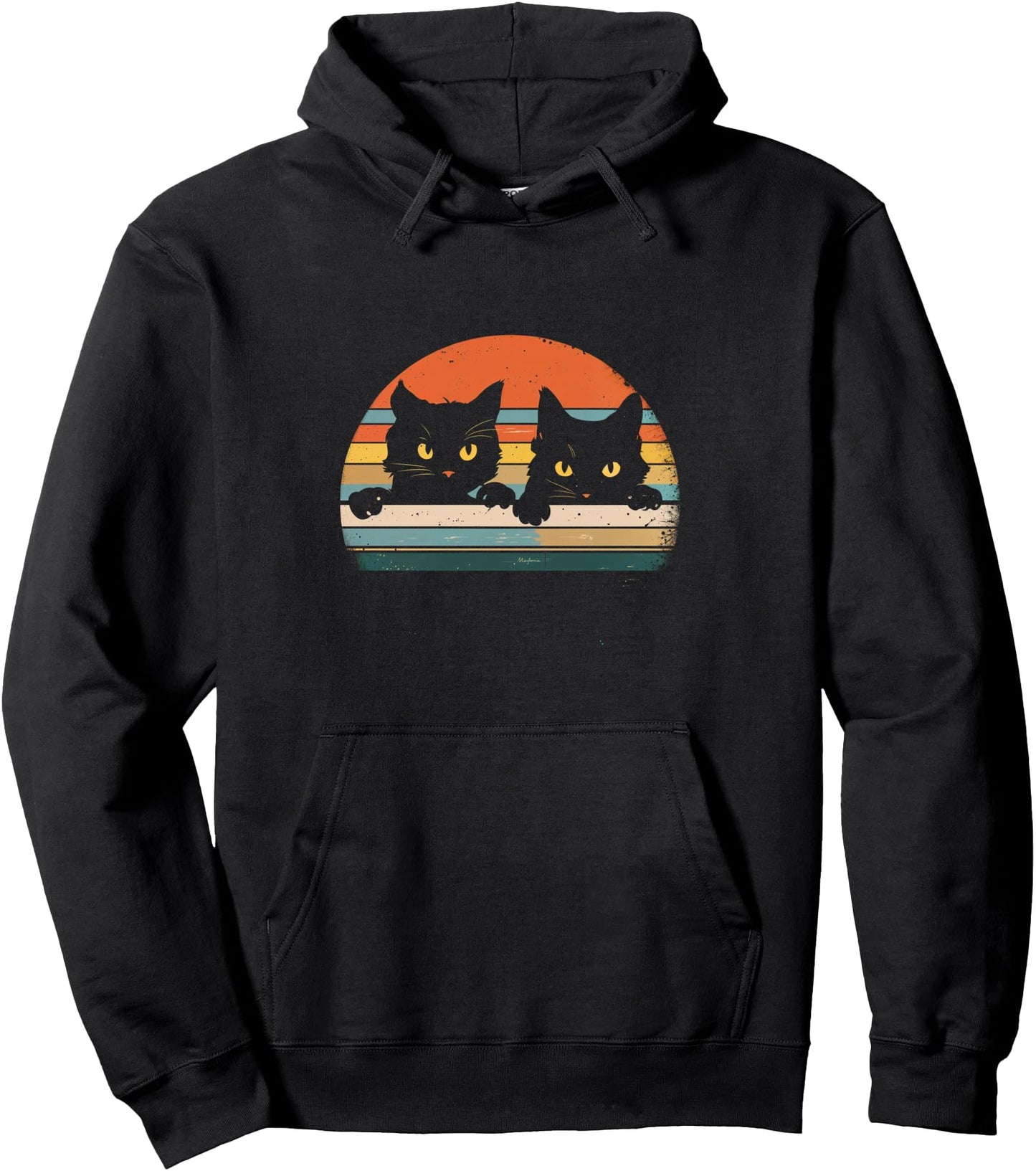 Black Cats Retro Vintage Style Cat Lovers Feline Pullover Hoodie