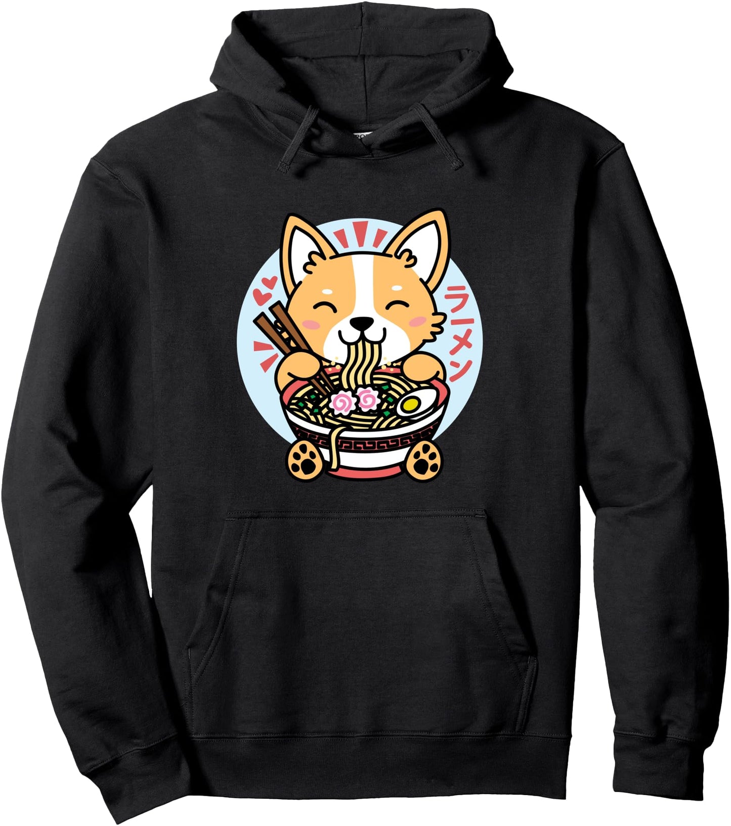 Kawaii Ramen Anime Dog Corgi Japanese Noodles Pullover Hoodie