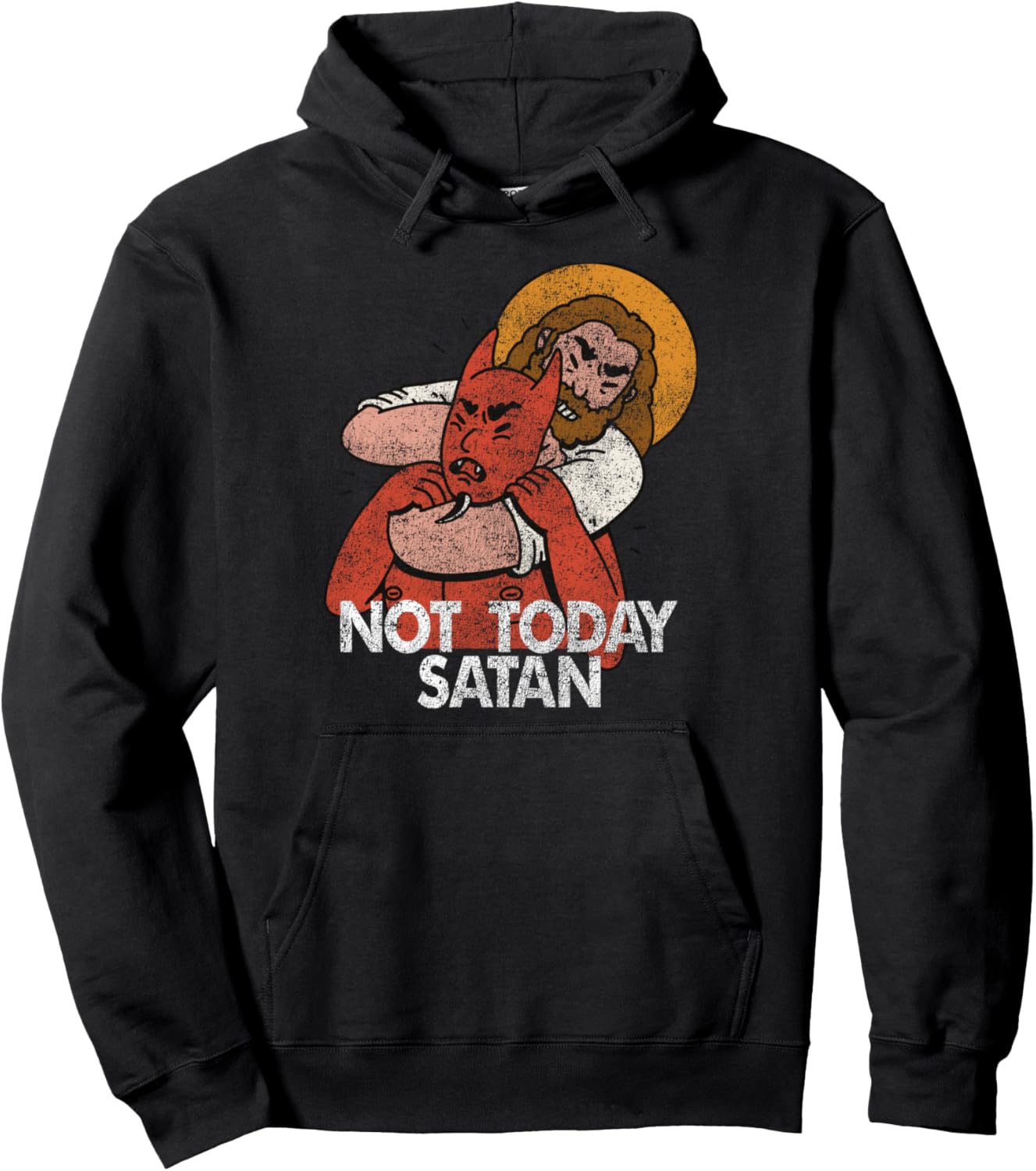 Not Today Satan Jiu Jitsu Vintage Christian Pullover Hoodie