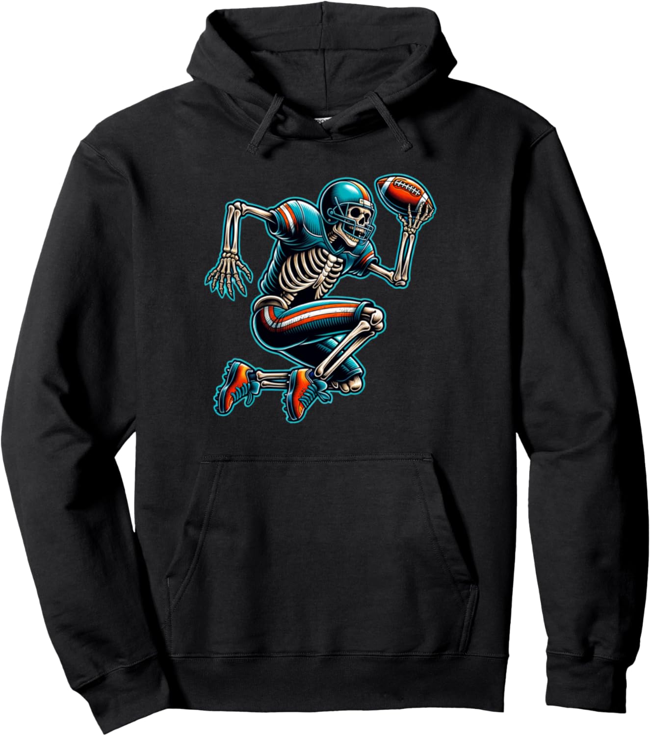 American Football Skeleton Boys Men Football Fan Halloween Pullover Hoodie