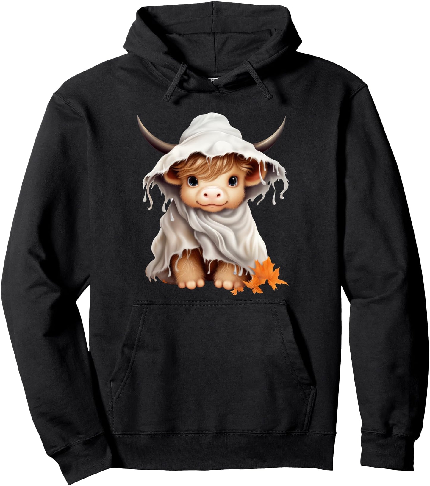 Highland Cow Western Halloween Funny Moo-Boo Design Pullover Hoodie