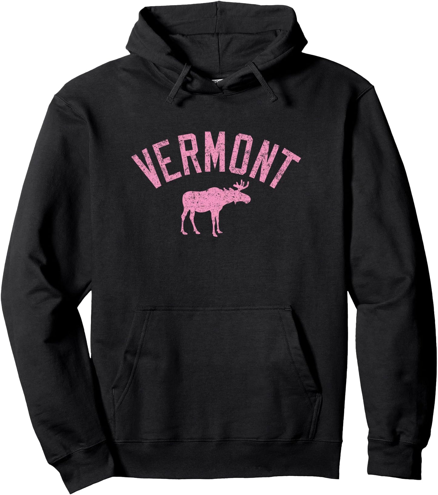 Vermont Moose Distressed Pink Print Pullover Hoodie
