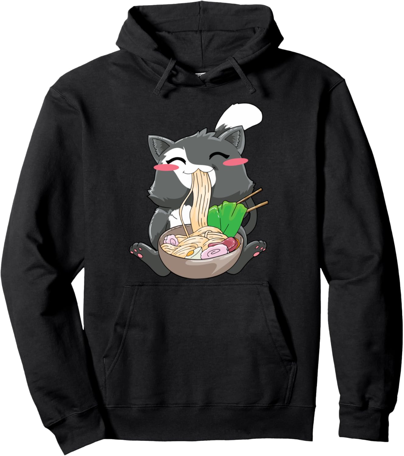 Kawaii Gift Ramen Cat Bowl Anime Pullover Hoodie