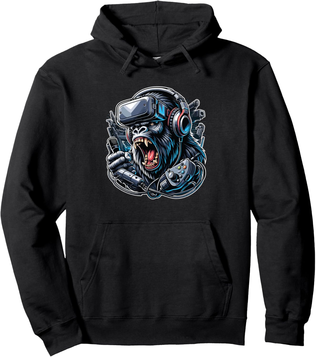 Gorilla VR Gamer | Gorilla Video Games Player Pullover Hoodie