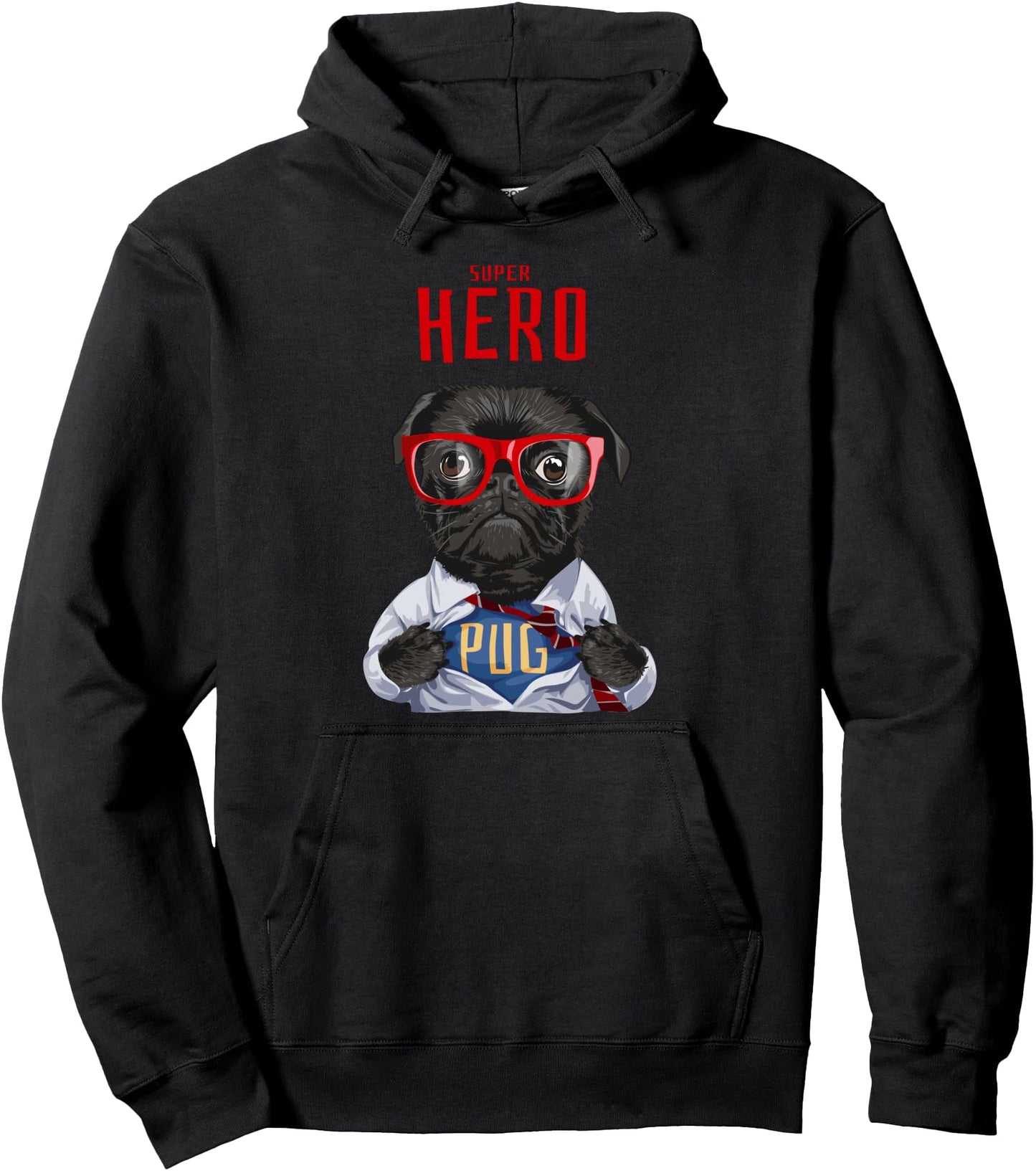 Super Hero Pug Funny Cute Pug Dog Lover Gift Pullover Hoodie
