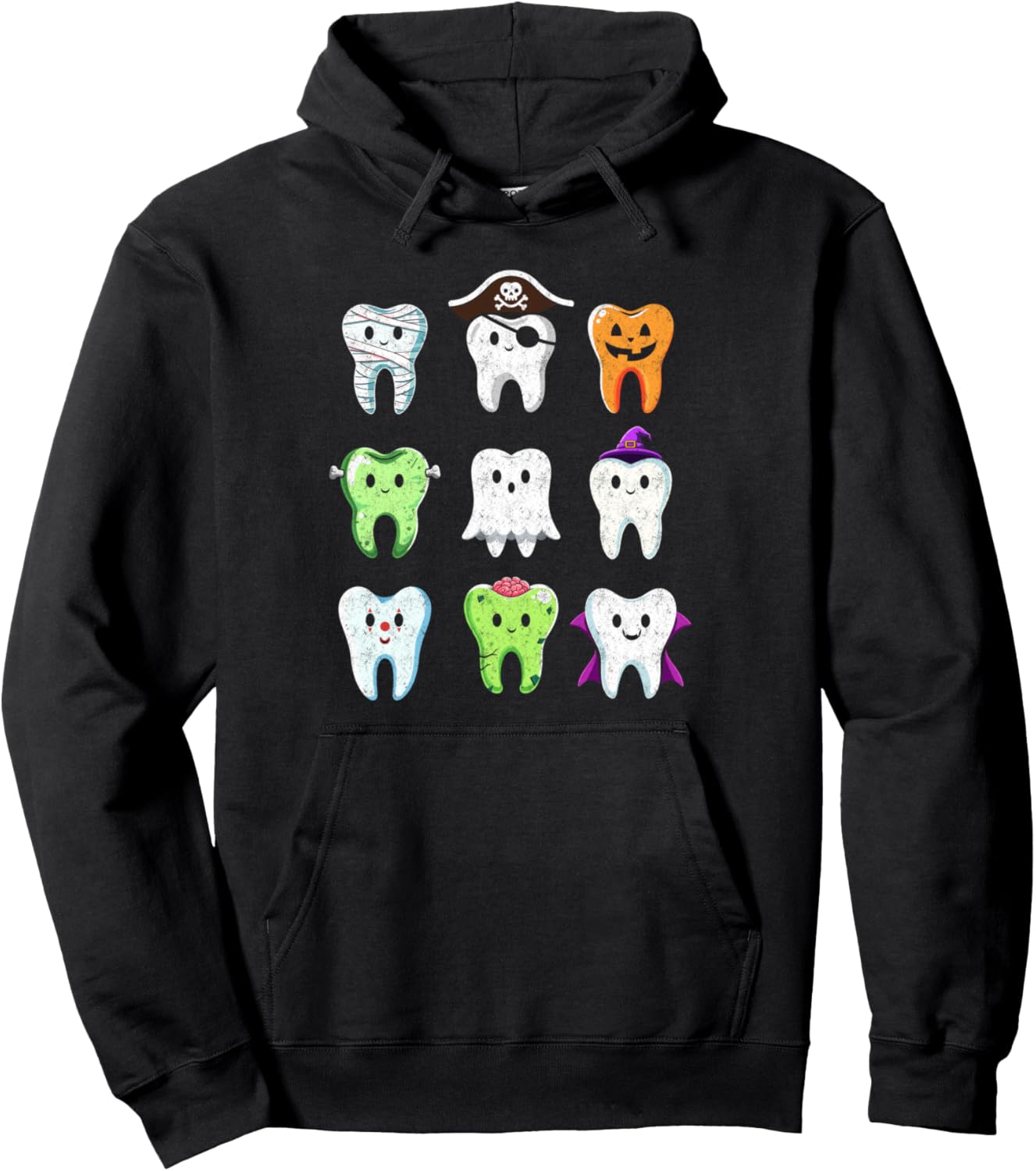 Cute Halloween Monster Teeth Funny Dental Hygiene Halloween Pullover Hoodie
