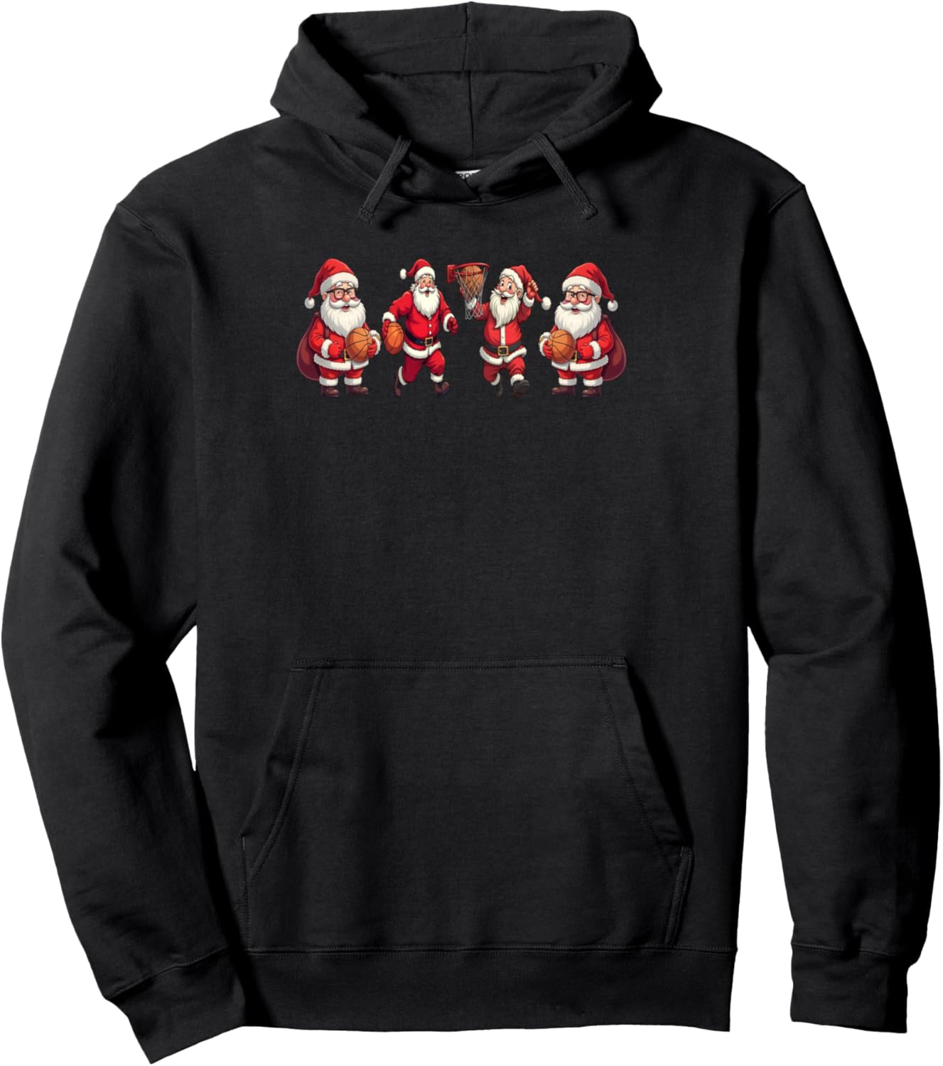 Christmas Basketball Xmas Santa Cluas Playing Basketball Pullover Hoodie
