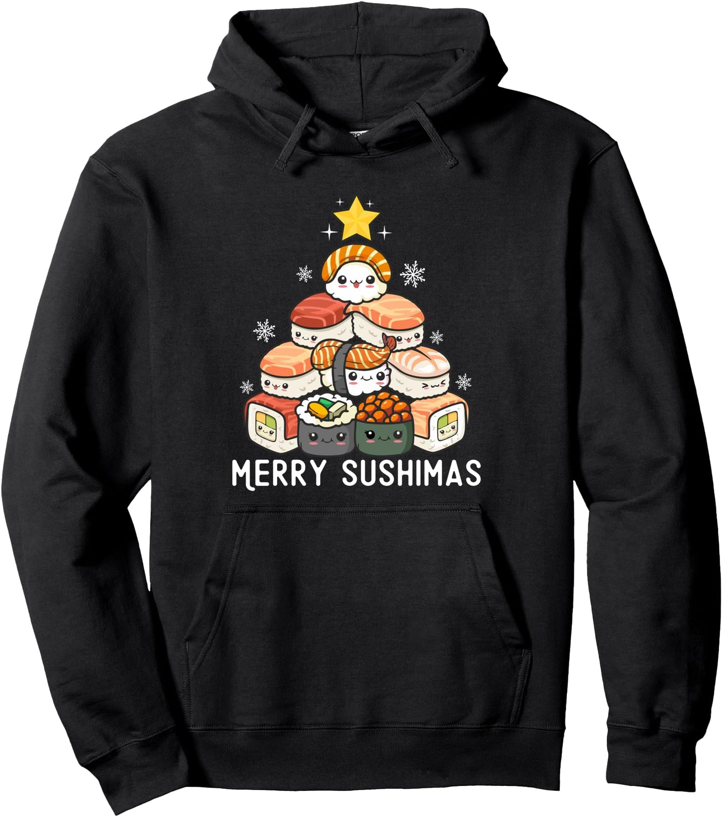 Sushi Christmas Tree Anime Aesthetics Japanese Maki Kawaii Pullover Hoodie