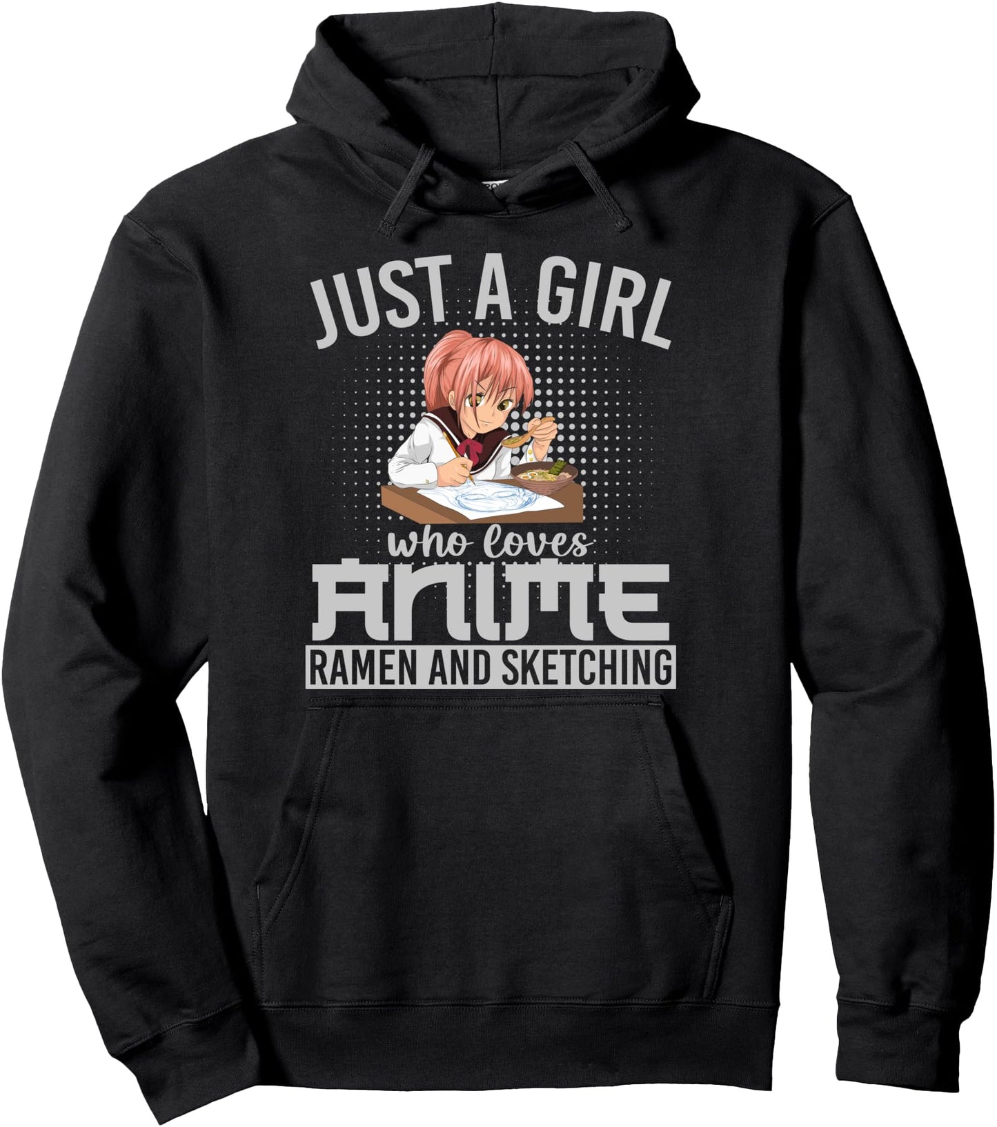 Otaku Girls Ramen Noodles Lover Sketching Women Anime Pullover Hoodie