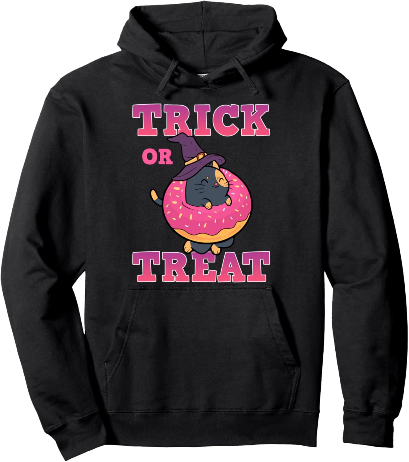 Trick Or Treat Donut Doughnut Halloween Cats Witch Anime Cat Pullover Hoodie