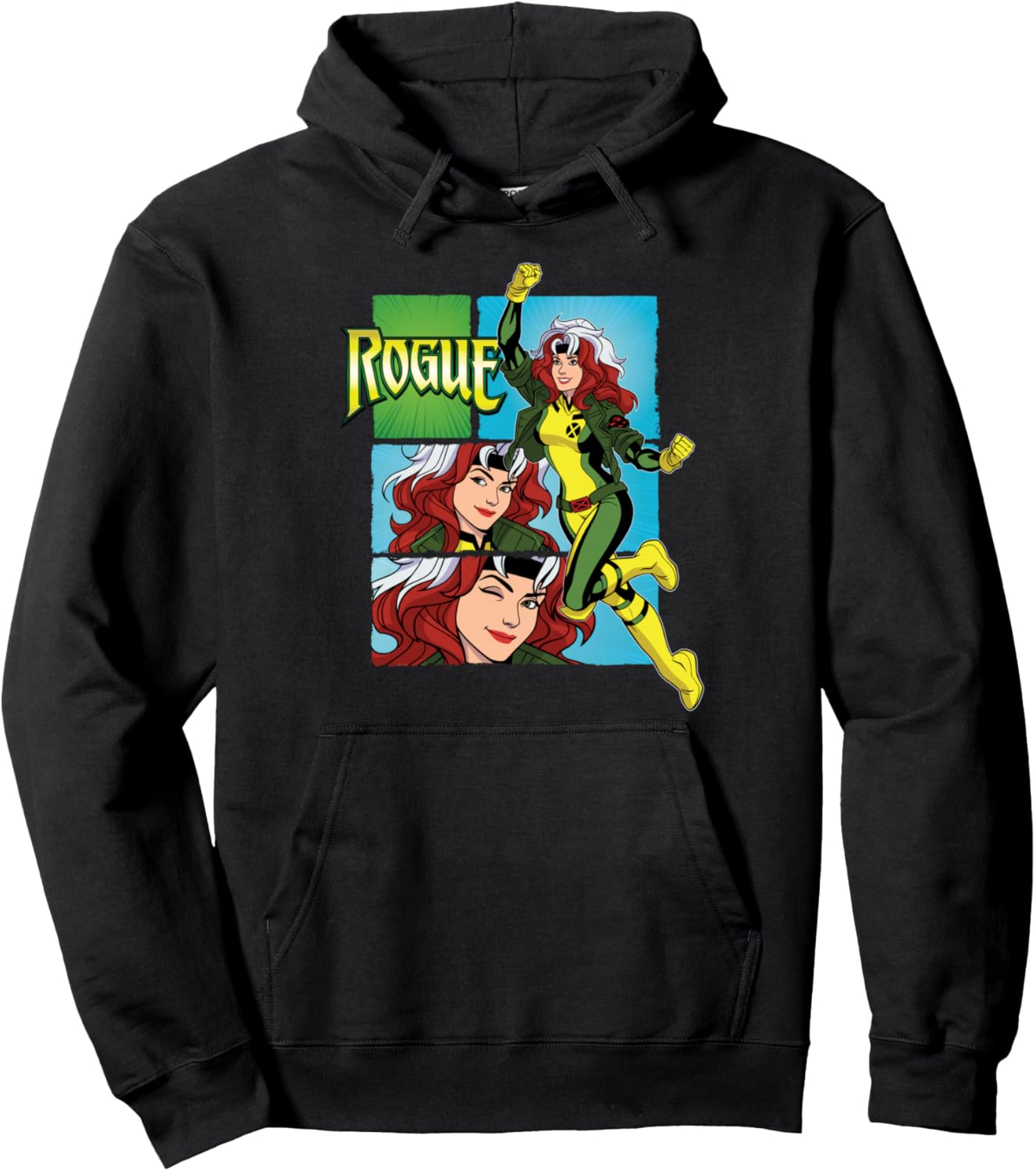 Marvel Studios X-Men \u201997 Rogue Wink Logo & Action Panels Pullover Hoodie