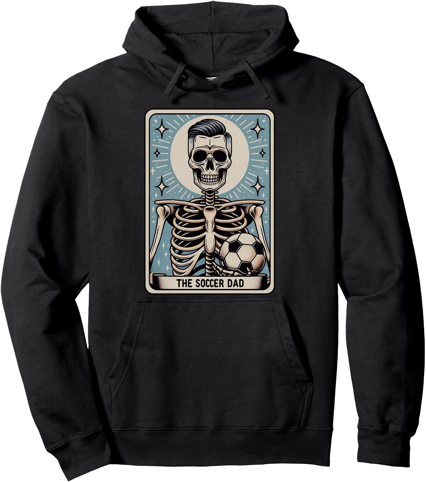 Funny Skeleton Soccer Dad Tarot Card Halloween Sport Lover Pullover Hoodie