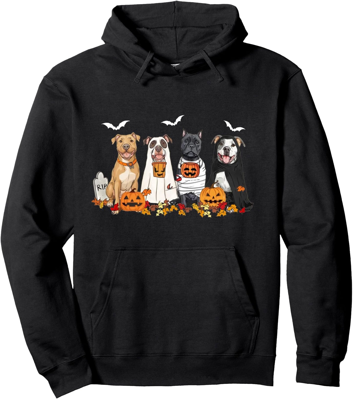 Pitbull In Ghost Halloween Costume Ghost Dog Pullover Hoodie