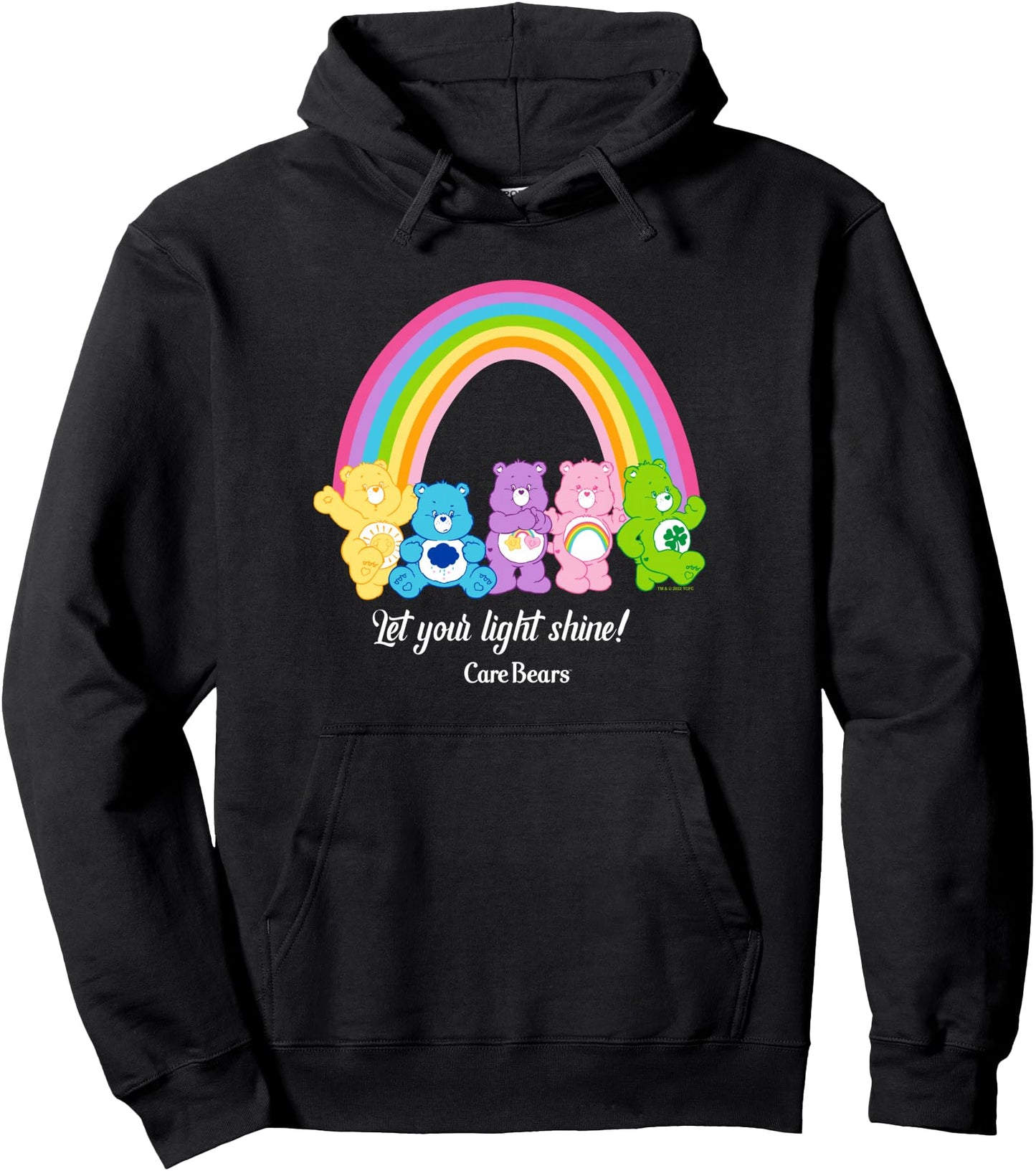 Care Bears Let Your Light Shine Vintage Rainbow Group Poster Pullover Hoodie
