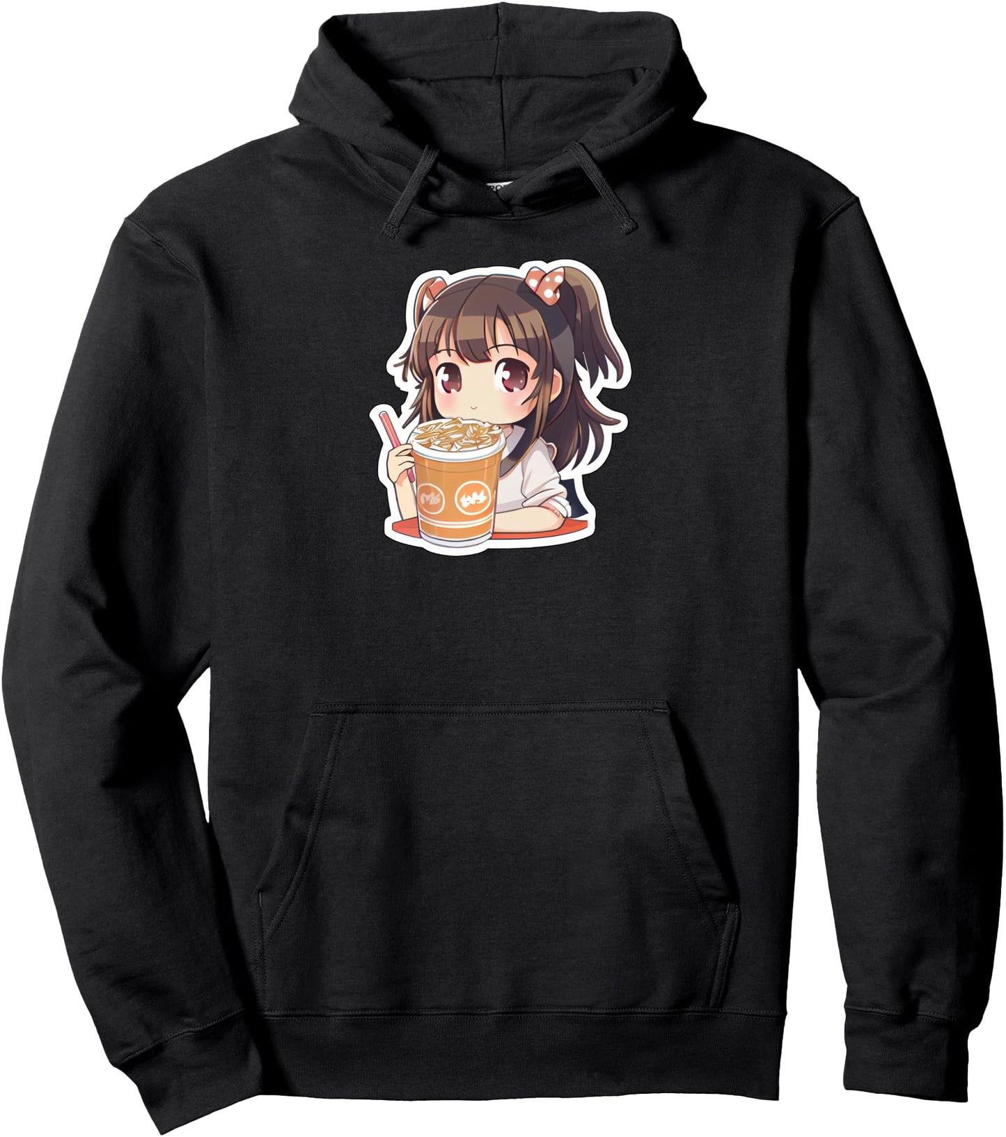 Cute Kawaii Anime Girl and Ramen Pullover Hoodie