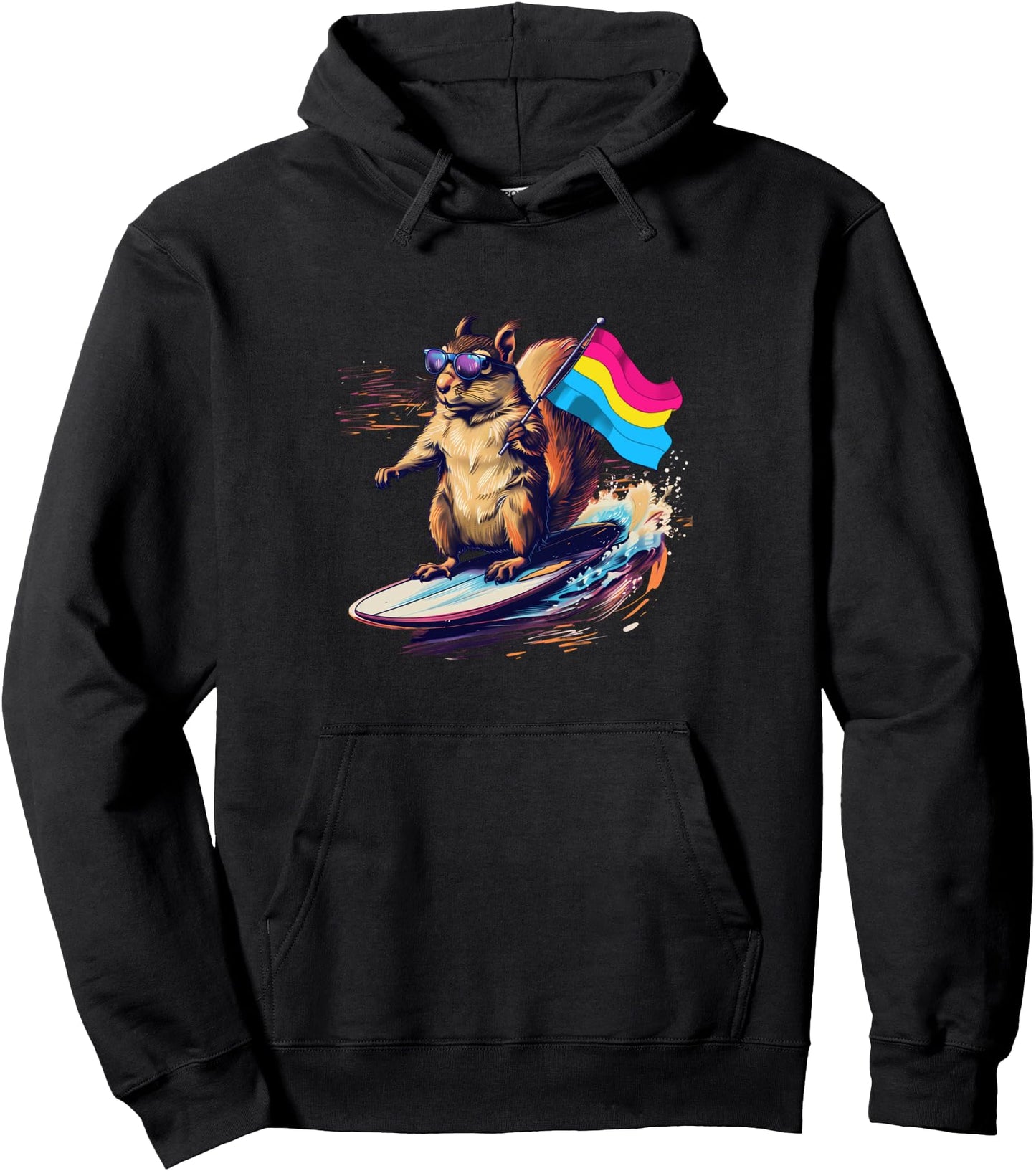 Pansexual Pride Squirrel Surfing Pansexual Flag Pansexuality Pullover Hoodie
