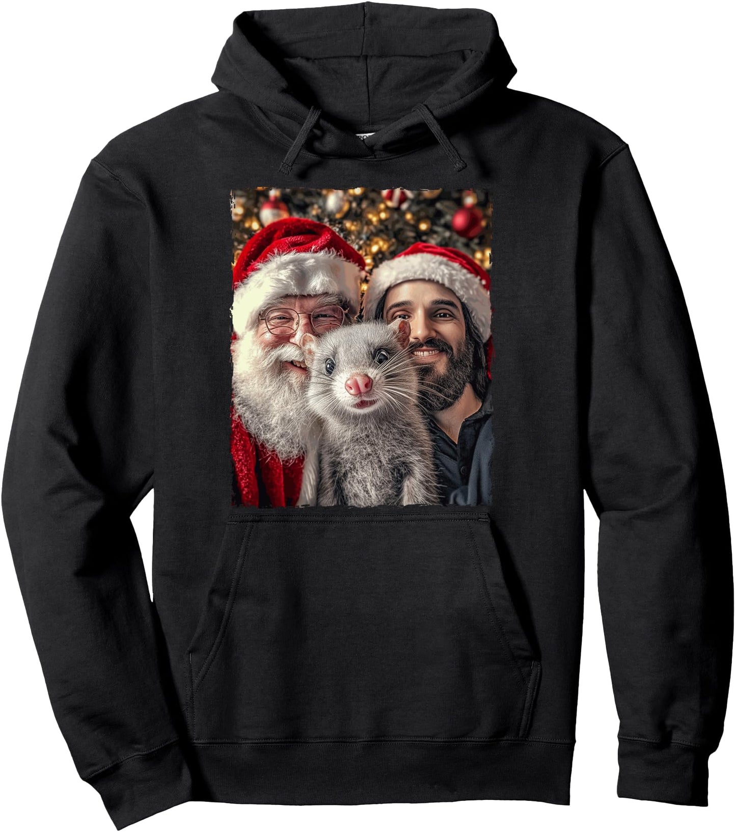 Funny Opossum Possum Selfie Santa Jesus Xmas Christmas Pullover Hoodie