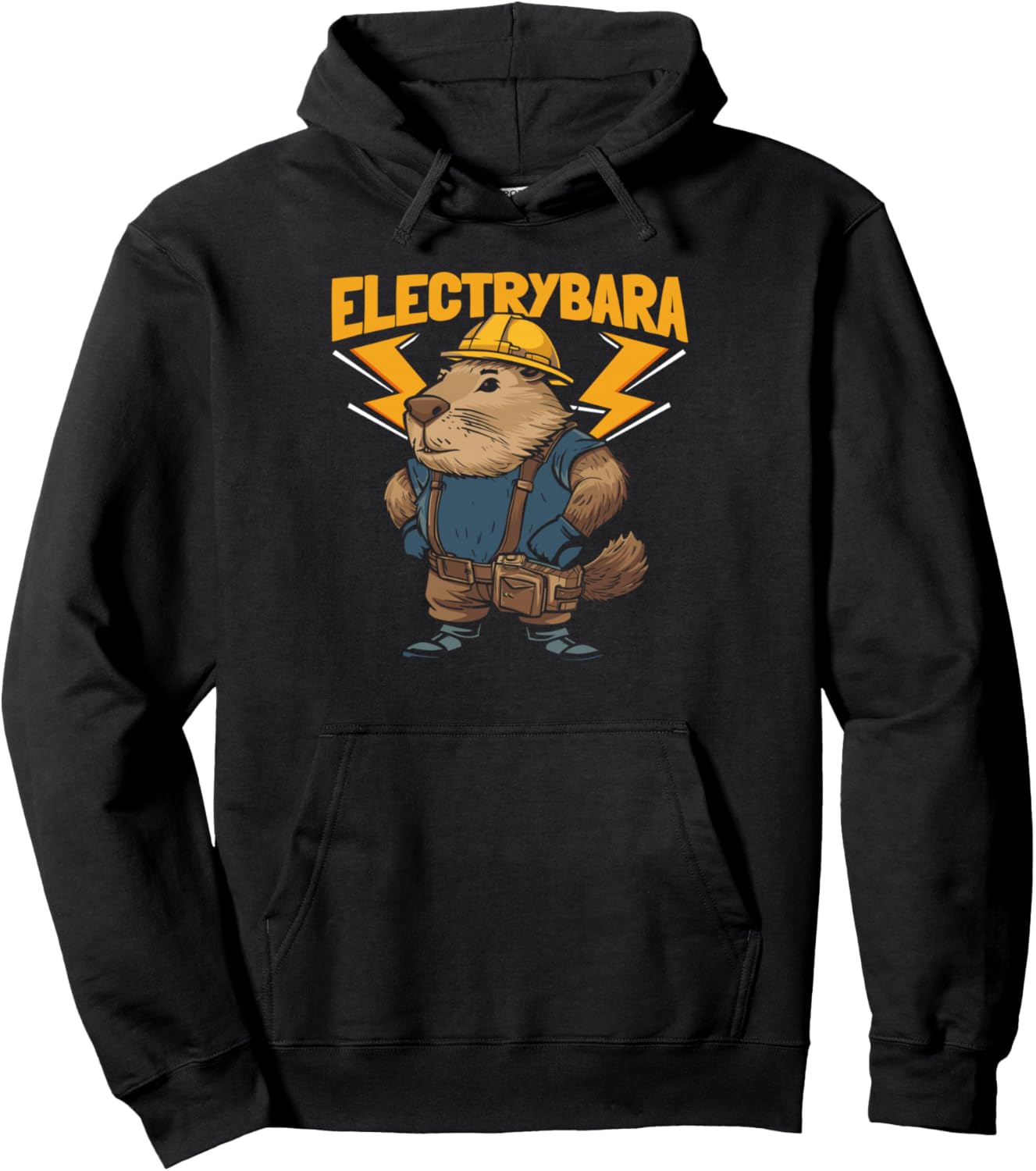 Electrybara Electrician - Electrical Engineer Capybara Pullover Hoodie