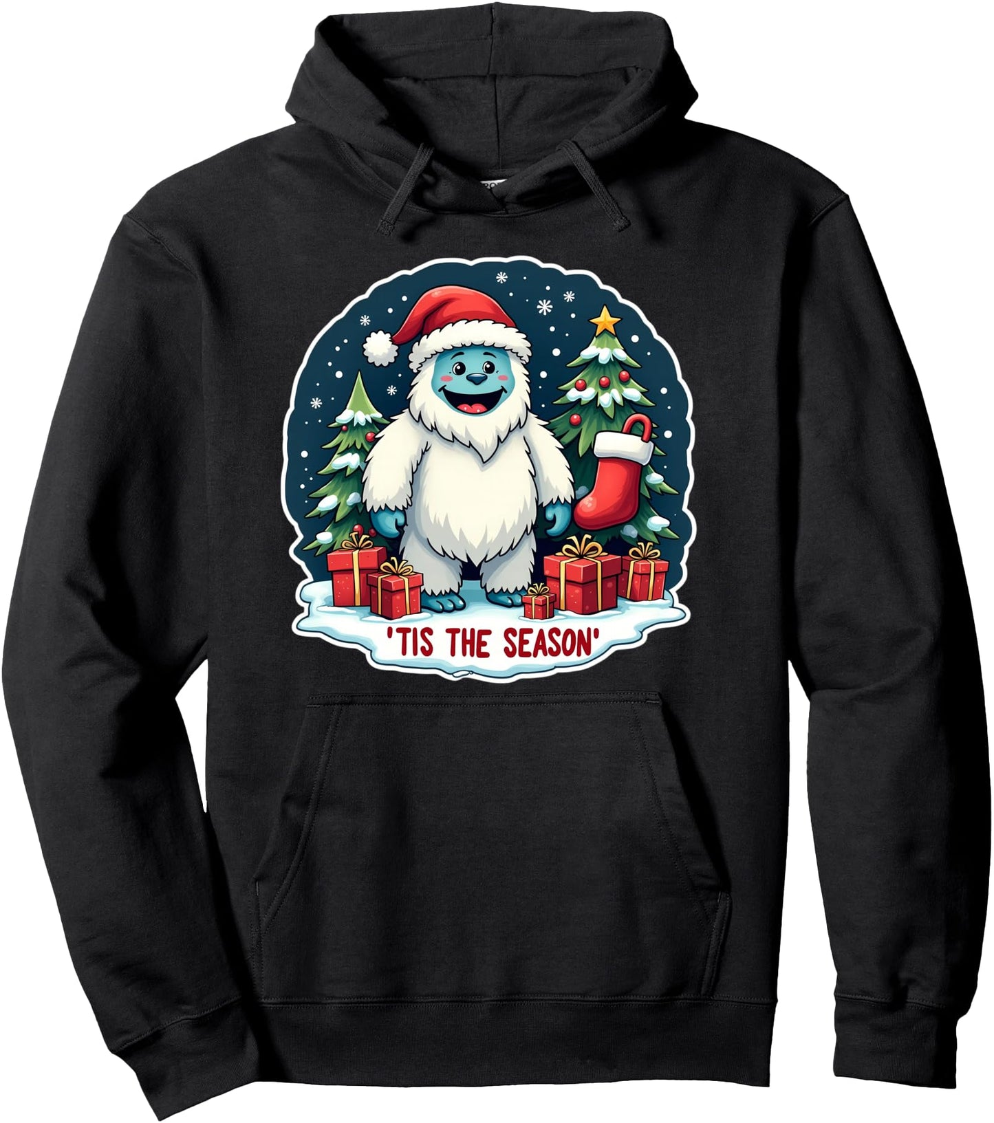 Tis The Season Yeti Aboninable Snowman Christmas Tree Pullover Hoodie