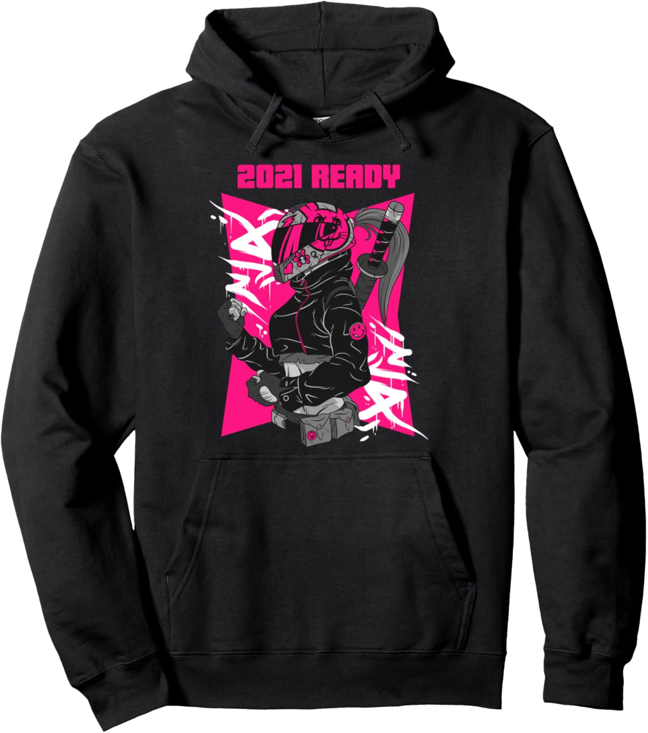 2021 Ready Anime New Year Motorcycle Helmet, Hot pink Pullover Hoodie