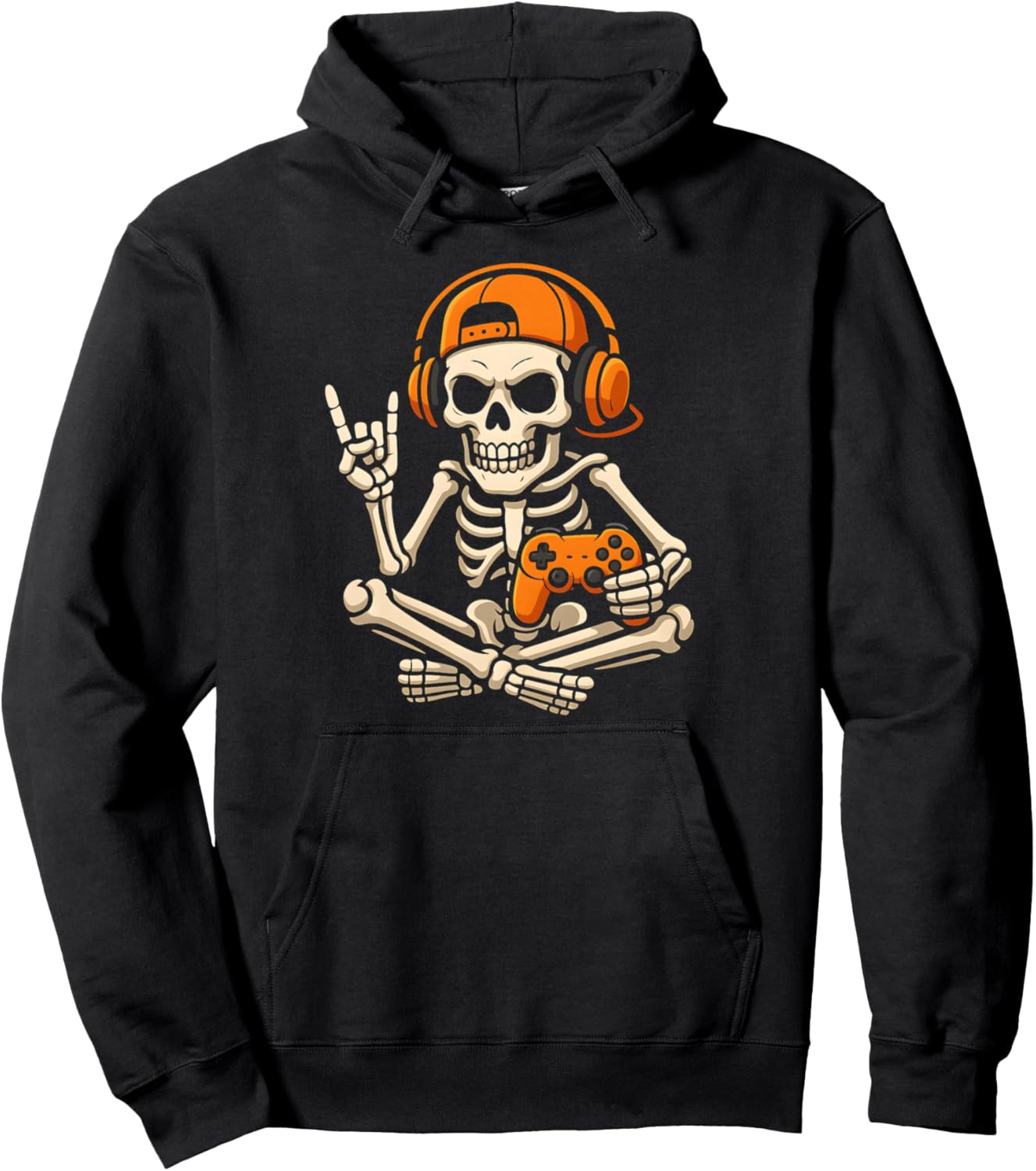Boys Halloween Skeleton Gamer Video Gaming Teenage Kids Men Pullover Hoodie