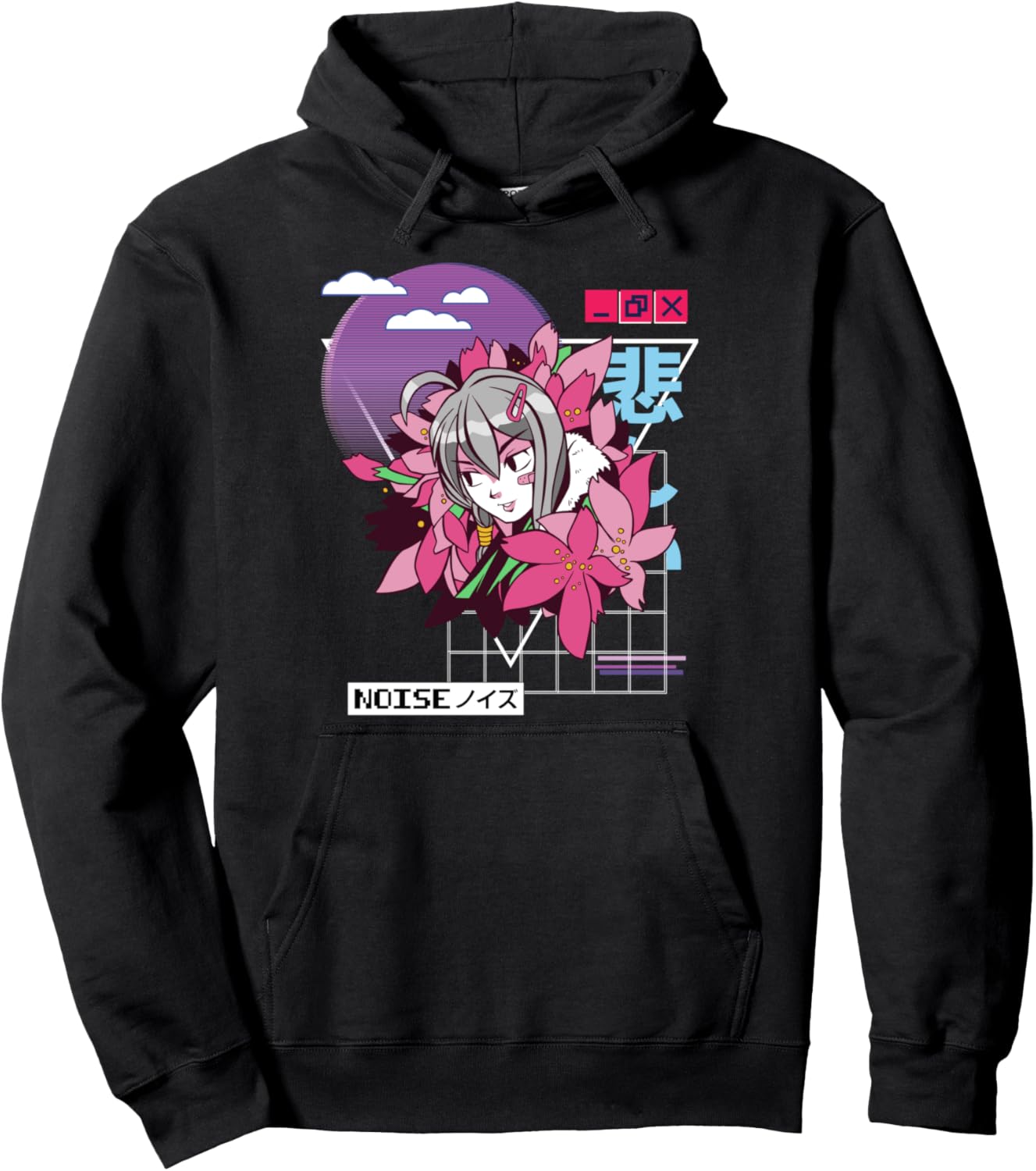 Vaporwave - Kawaii Aesthetic - Japanese Korean - Anime Girl Pullover Hoodie