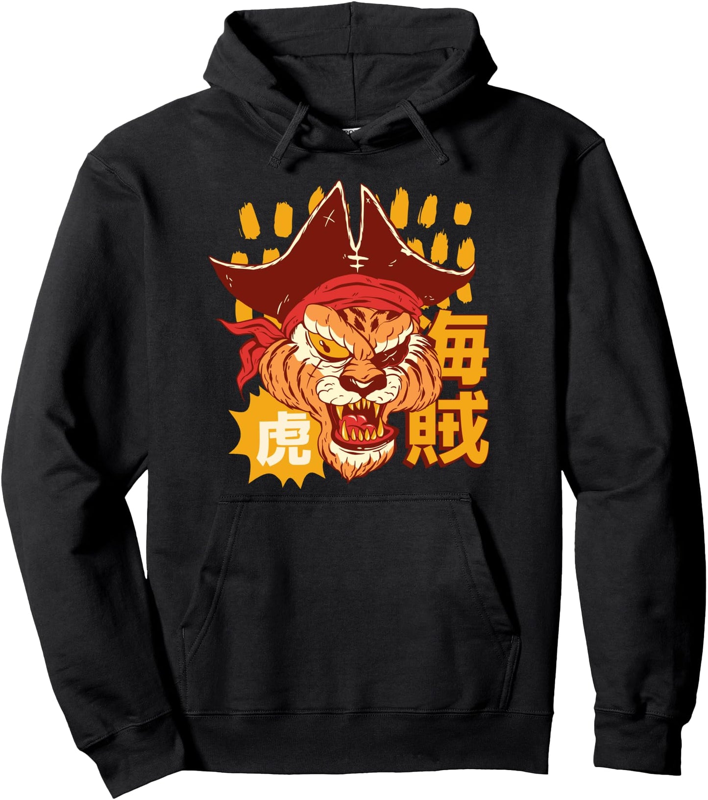 Pirate Tiger Patch Eye Japanese Adventure Pirates Pullover Hoodie
