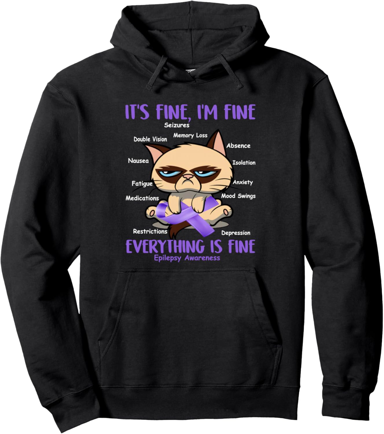 Epilepsy Awareness Cat Your Battle Is My Battle Gift' Pullover Hoodie