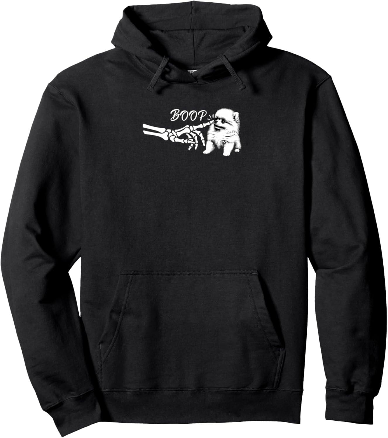 Pomeranian Skeleton Hand Boop Halloween Pet Women Girls Kids Pullover Hoodie