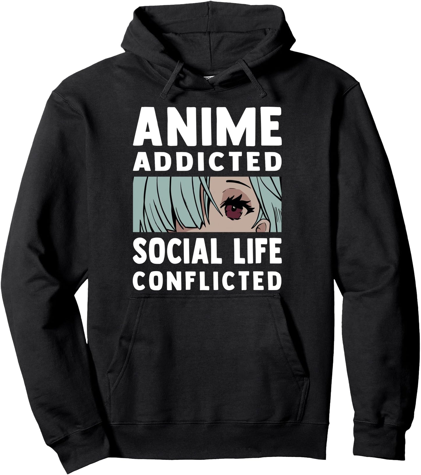 Anime Addicted - Social Life Conflicted - Otaku Anime Lover Pullover Hoodie