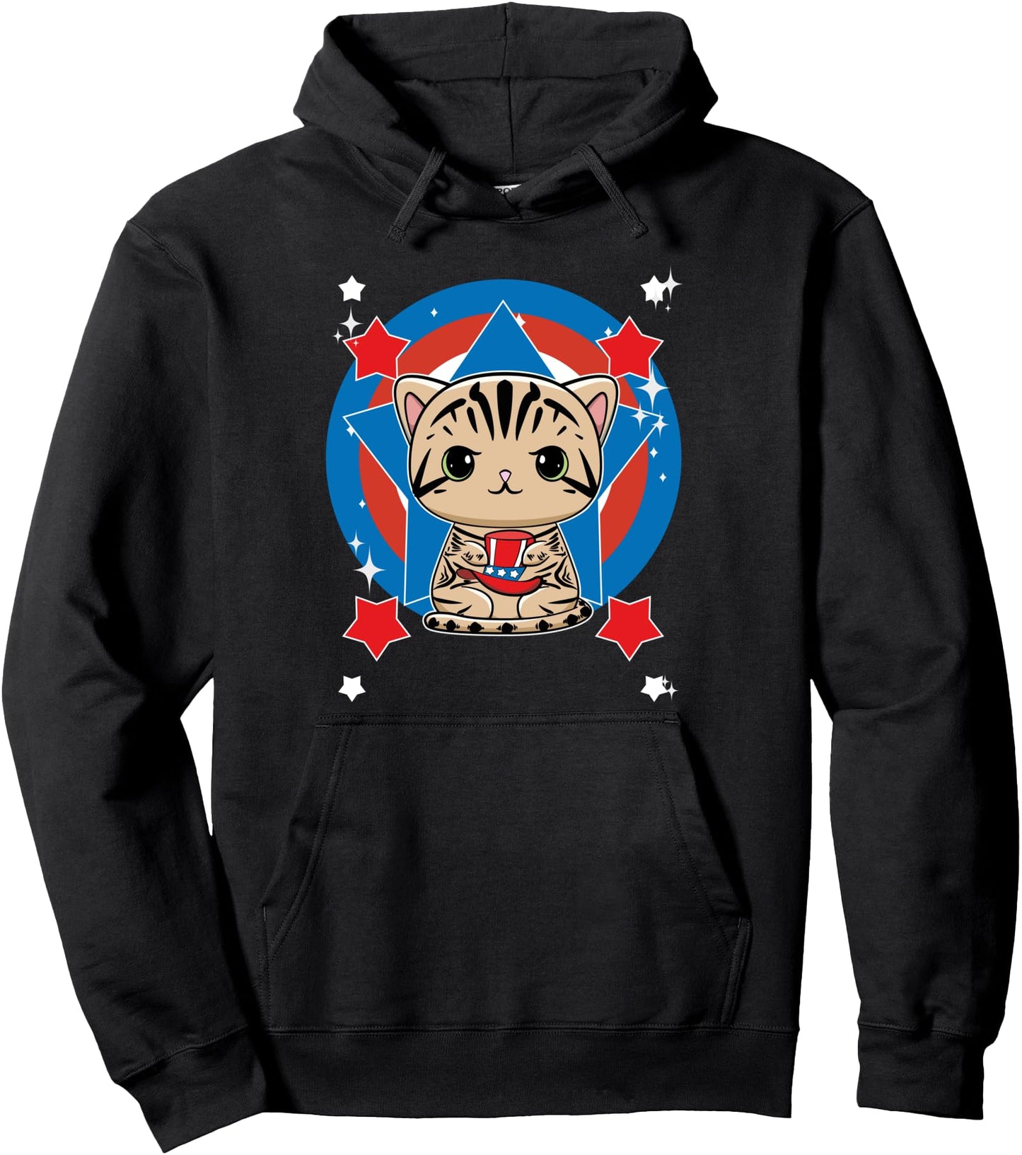 American Shorthair Anime Veterans Day Pullover Hoodie
