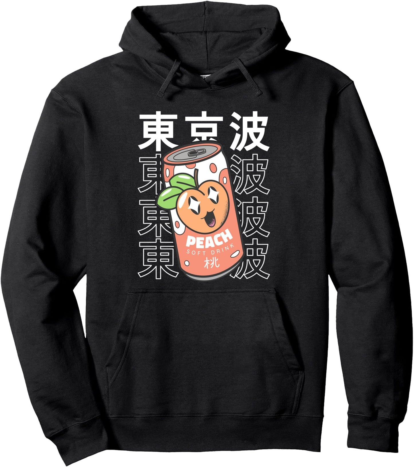Kawaii Peach Soda Can Japanese Aesthetic Girls Teen Anime Pullover Hoodie